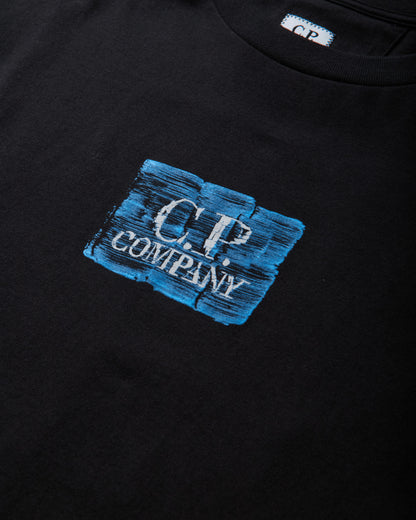 C.P. Company 30/1 Jersey Short Sleeve Chest-Back Logo T-Shirt BLACK T-Shirts Shortsleeve 21CMTS180A-110579W 999