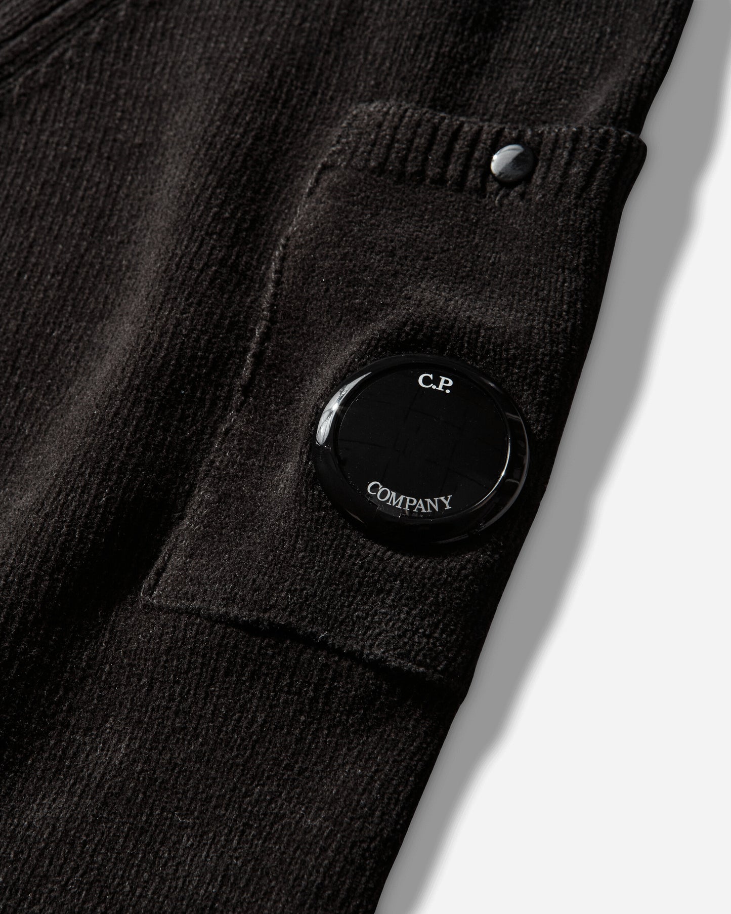 C.P. Company Cotton Chenille Polo Lens Sweater Black Knitwears Sweaters 20CMKN118A-005687G 999