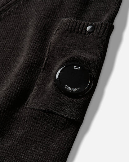 C.P. Company Cotton Chenille Polo Lens Sweater Black Knitwears Sweaters 20CMKN118A-005687G 999