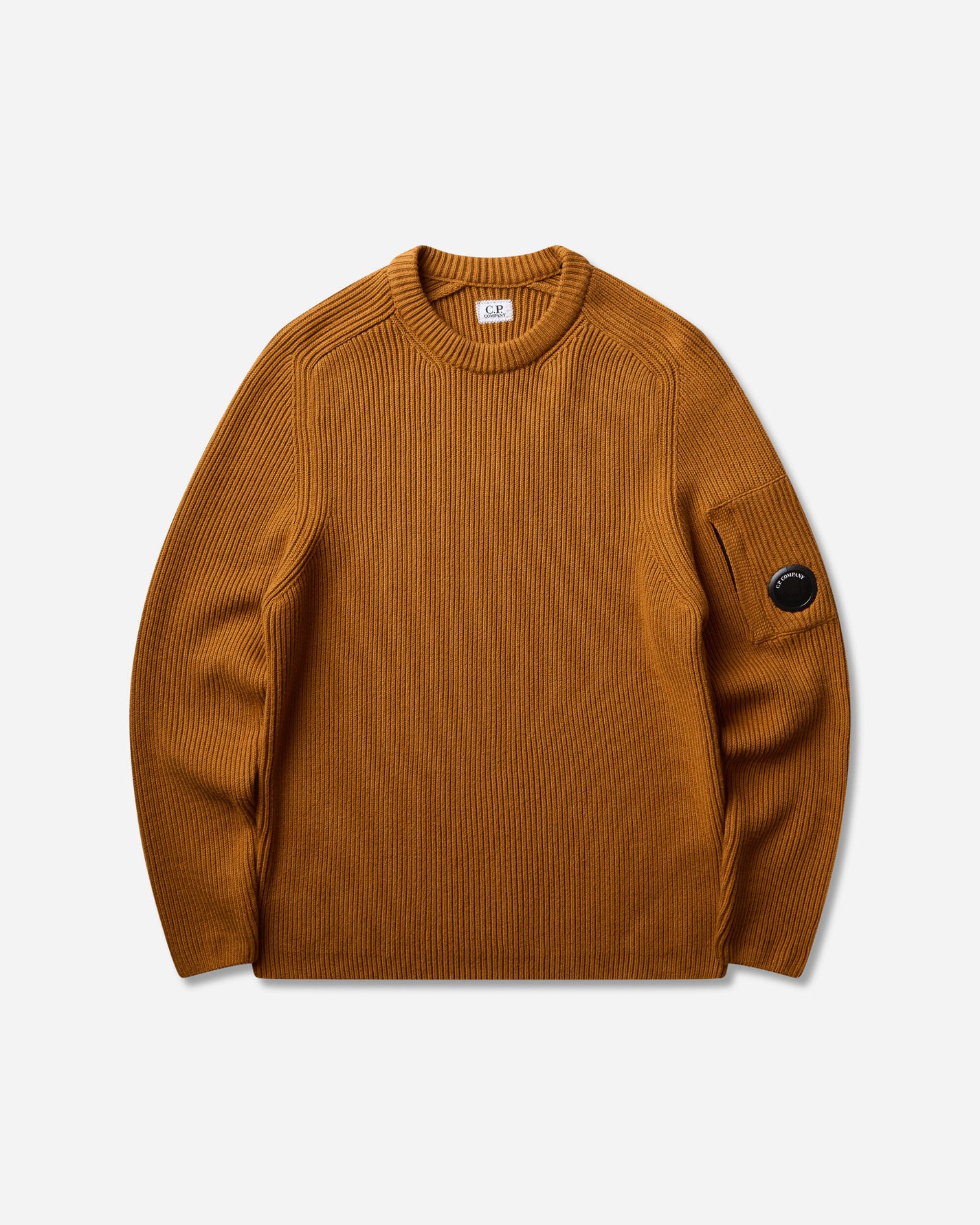 C.P. Company Full Rib Cotton Crewneck Lens Sweater BUCK THORN BROWN Knitwears Sweaters 21CMKN101A-006608A 232