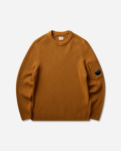 C.P. Company Full Rib Cotton Crewneck Lens Sweater BUCK THORN BROWN Knitwears Sweaters 21CMKN101A-006608A 232