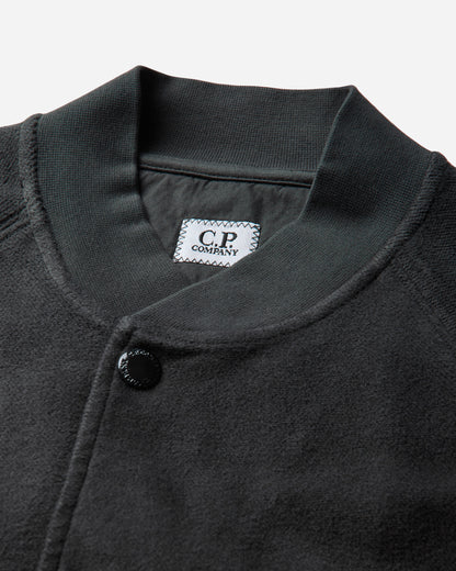 C.P. Company Sweatshirts Open Sweat In Brushed Emerized Diagonal Fleece Raven Sweatshirts Track Tops 21CMSS190A-006614G 985
