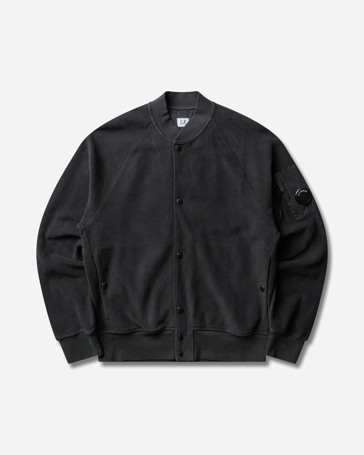 C.P. Company Sweatshirts Open Sweat In Brushed Emerized Diagonal Fleece Raven Sweatshirts Track Tops 21CMSS190A-006614G 985