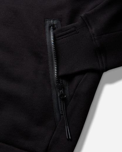 C.P. Company Diagonal Raised Fleece Goggle Zip Sweatshirt BLACK Sweatshirts Zip-Ups RCCMSS715A-005086W 999