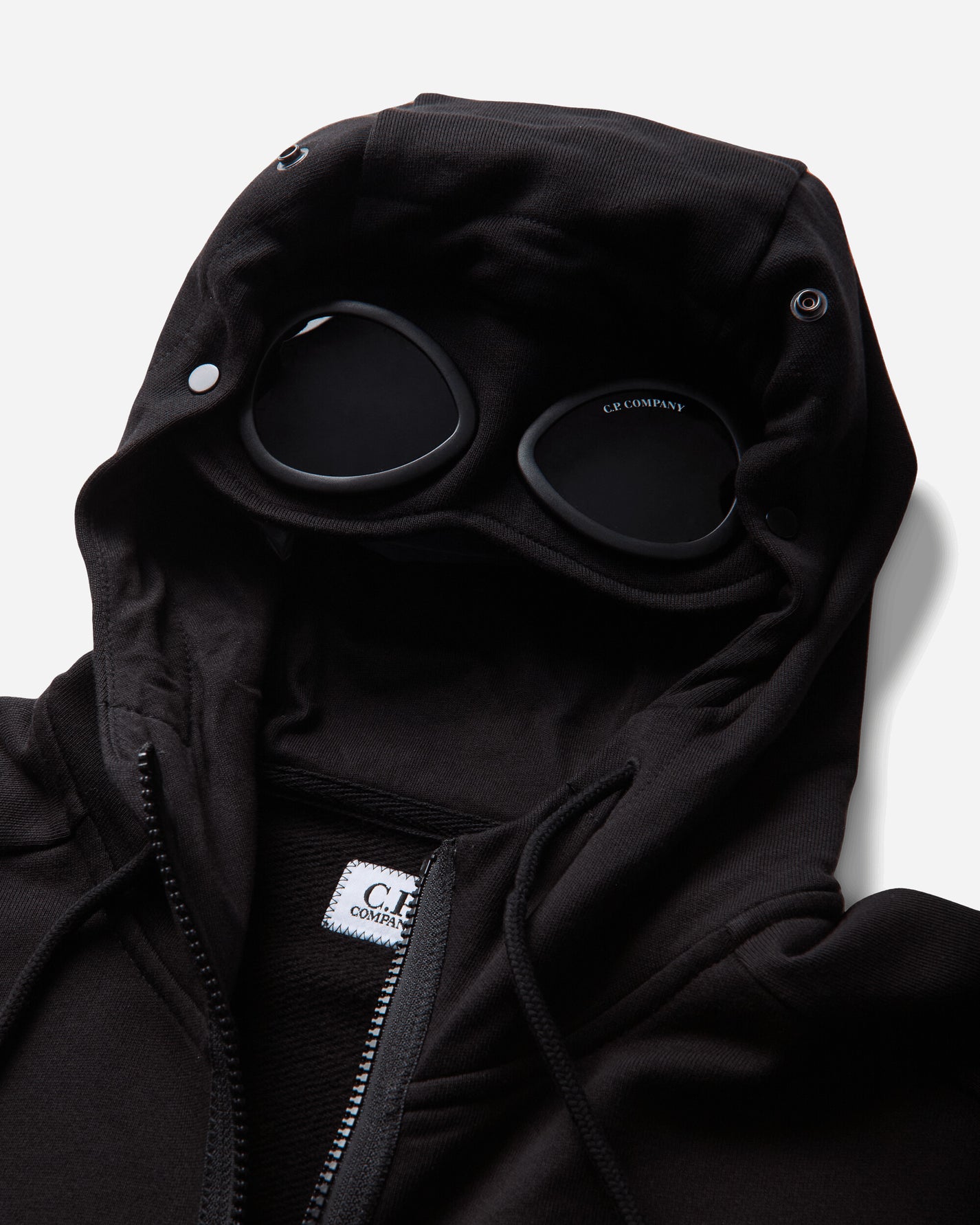 C.P. Company Diagonal Raised Fleece Goggle Zip Sweatshirt BLACK Sweatshirts Zip-Ups RCCMSS715A-005086W 999