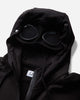 C.P. Company Diagonal Raised Fleece Goggle Zip Sweatshirt BLACK Sweatshirts Zip-Ups RCCMSS715A-005086W 999