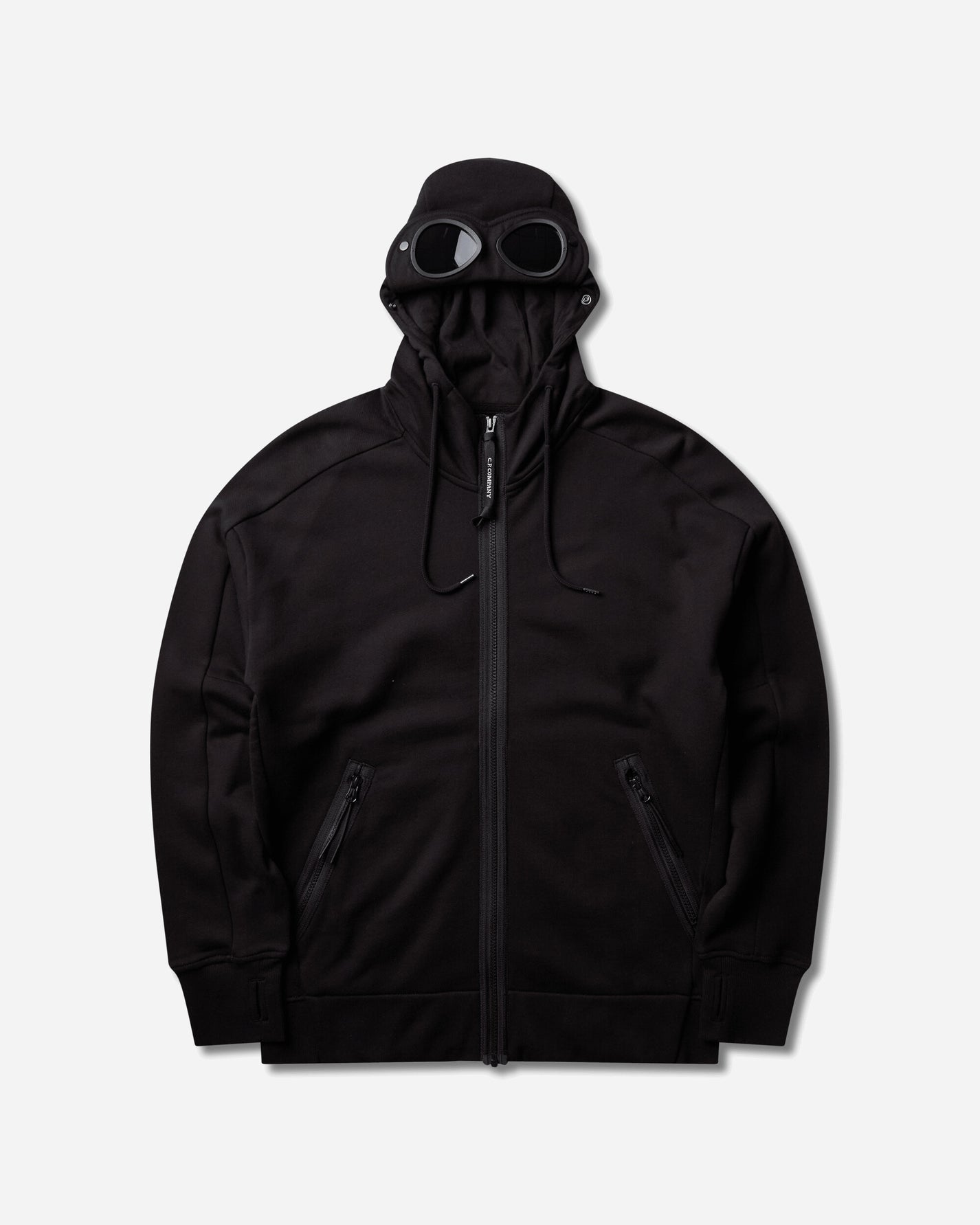 C.P. Company Diagonal Raised Fleece Goggle Zip Sweatshirt BLACK Sweatshirts Zip-Ups RCCMSS715A-005086W 999
