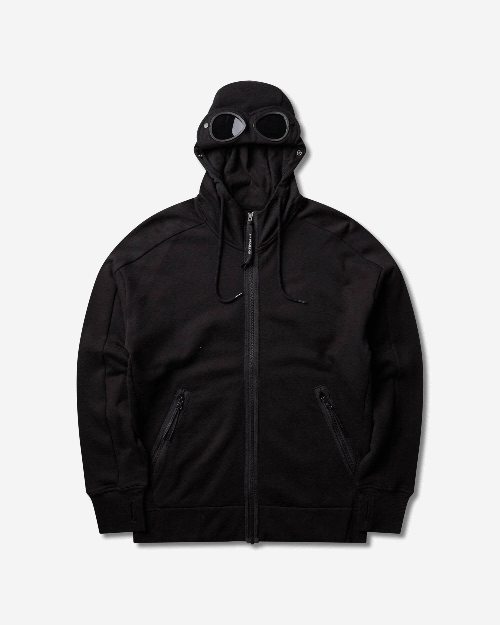 C.P. Company Diagonal Raised Fleece Goggle Zip Sweatshirt BLACK Sweatshirts Zip-Ups RCCMSS715A-005086W 999