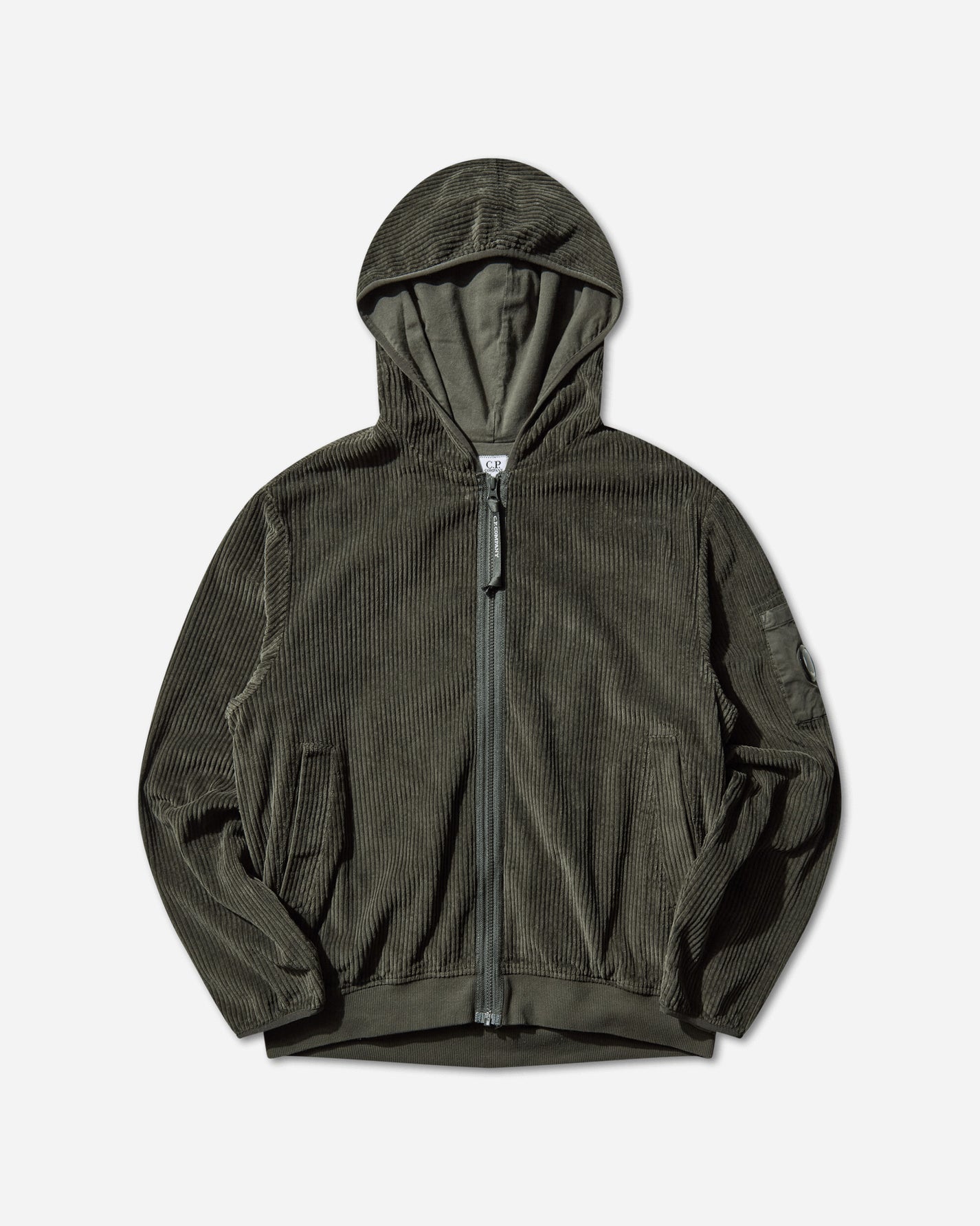 C.P. Company Sweatshirts Hooded Open In Corduroy 350 Dark Shadow Sweatshirts Zip-Ups 19CMSS217A-110472G 978