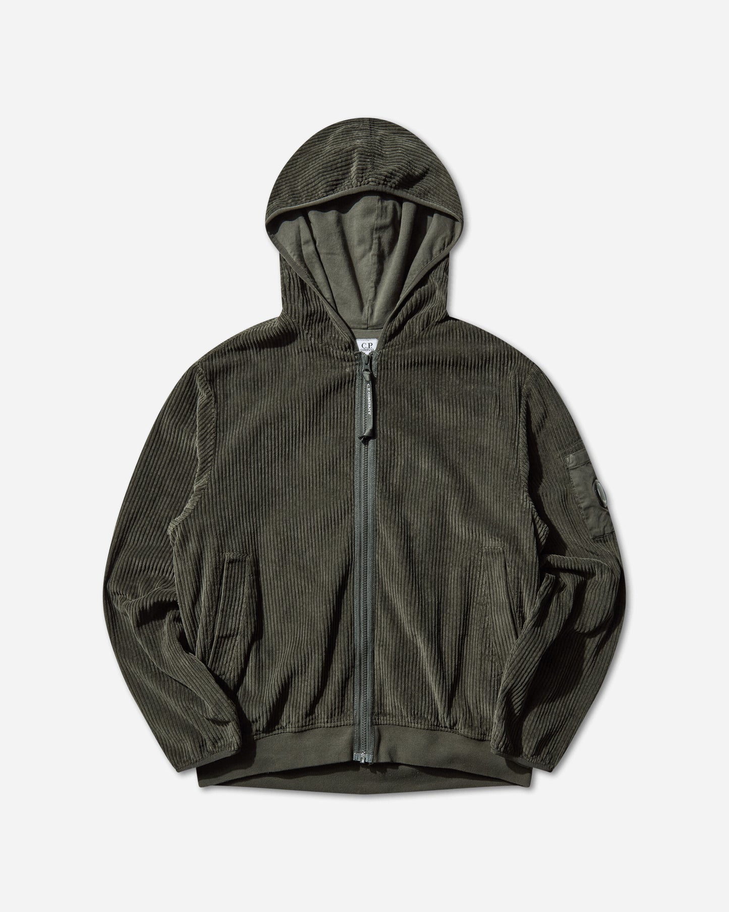 C.P. Company Sweatshirts Hooded Open In Corduroy 350 Dark Shadow Sweatshirts Zip-Ups 19CMSS217A-110472G 978