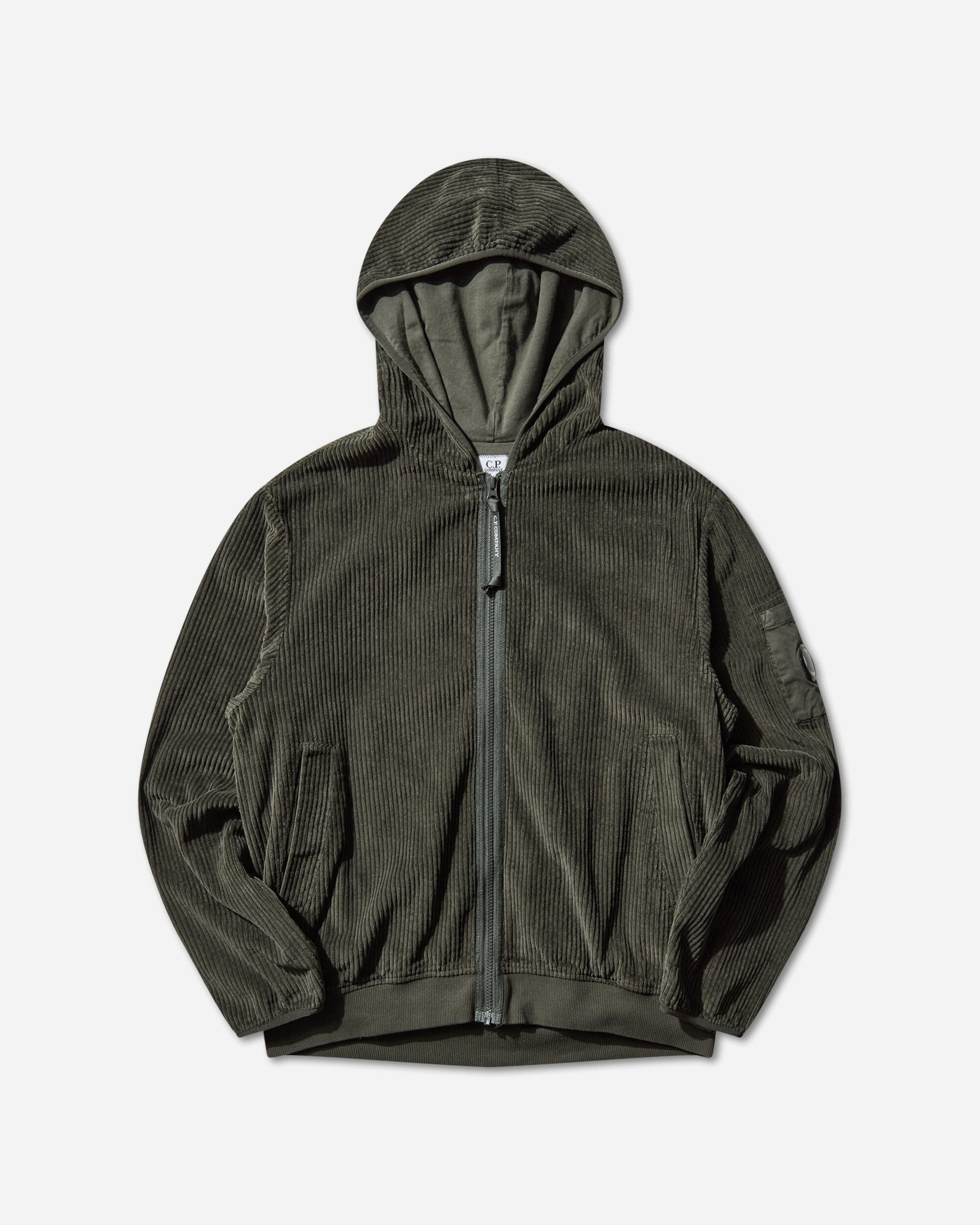 C.P. Company Sweatshirts Hooded Open In Corduroy 350 Dark Shadow Sweatshirts Zip-Ups 19CMSS217A-110472G 978