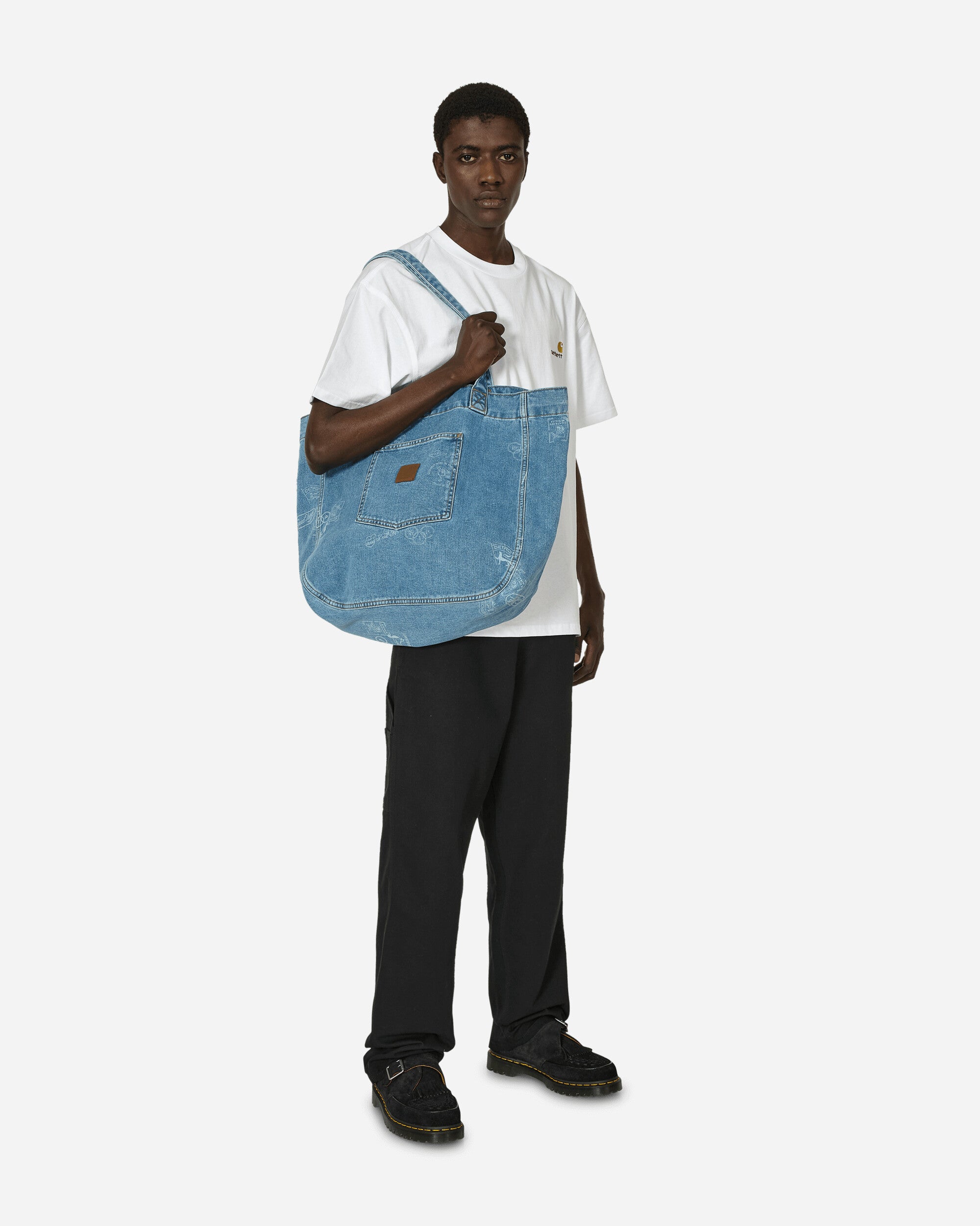Carhartt WIP Stamp Tote Bag Blue Bleached Bags and Backpacks Tote Bags I033740 2LN35