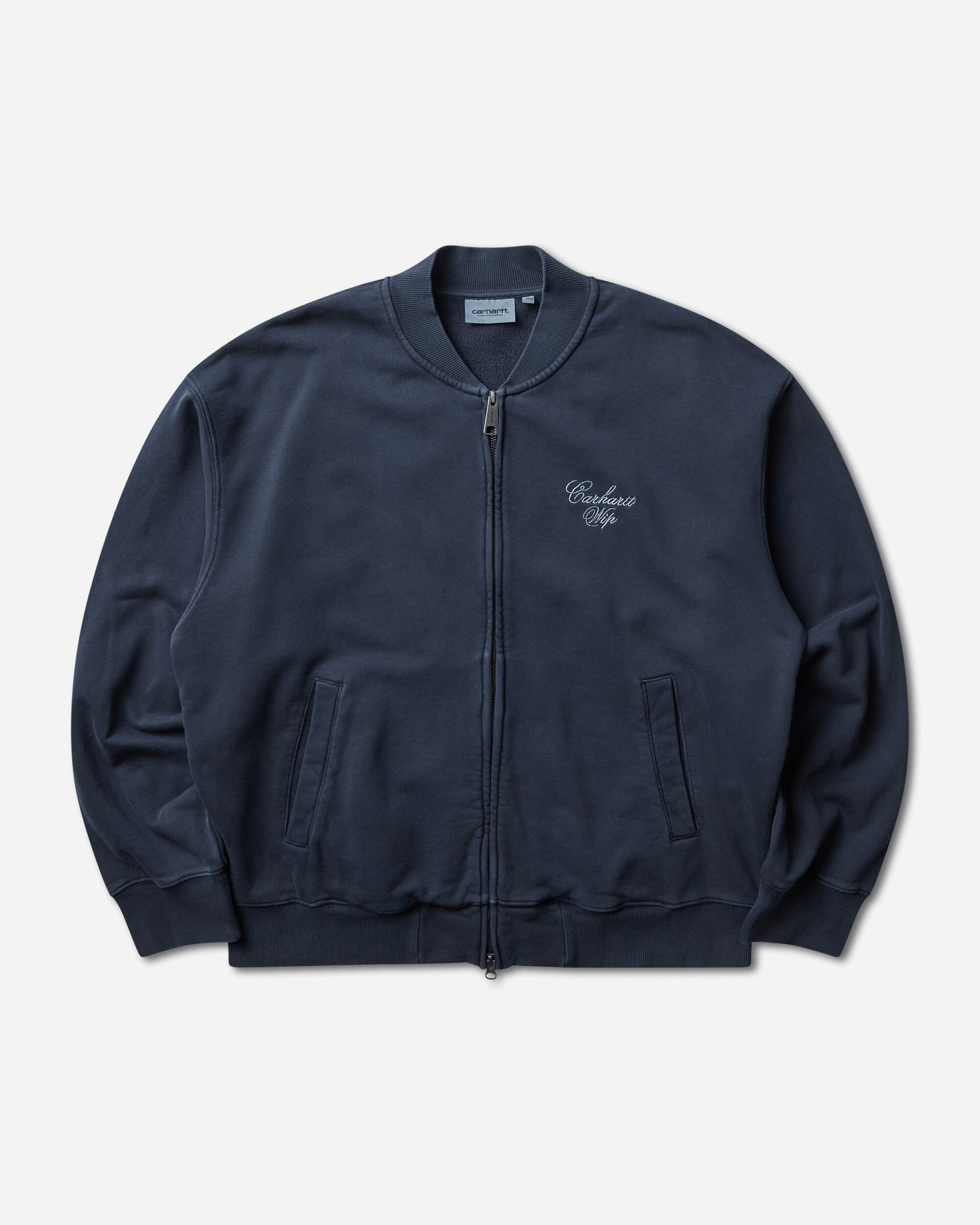 Carhartt WIP Longhand Bomber Carbon/White Sweatshirts Zip-Ups I036864 3TVGD