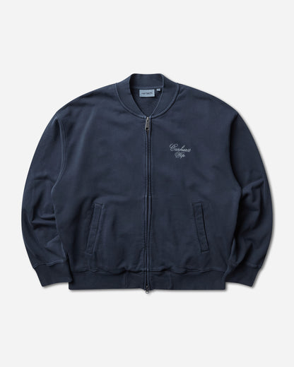 Carhartt WIP Longhand Bomber Carbon/White Sweatshirts Zip-Ups I036864 3TVGD