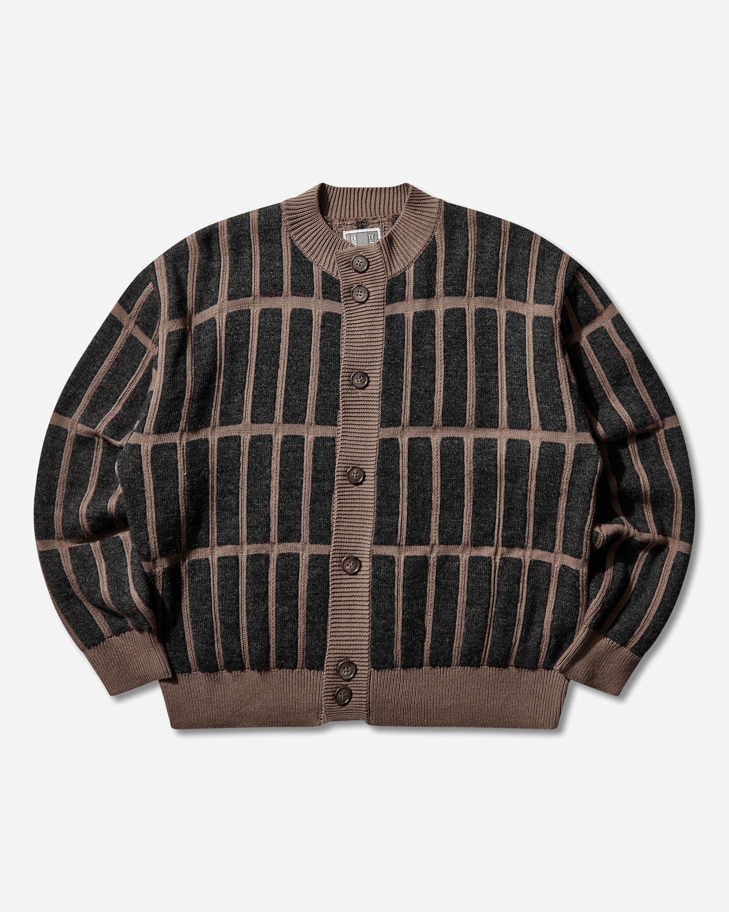 Cav Empt Rectangular Bar Knit Cardigan Brown Knitwears Cardigans CES28KN02 BROWN