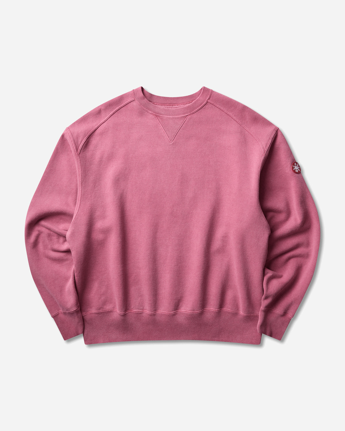 Cav Empt Overdye Panel Shoulder Crew Neck Red Red Sweatshirts Crewneck CES30CS10 RED