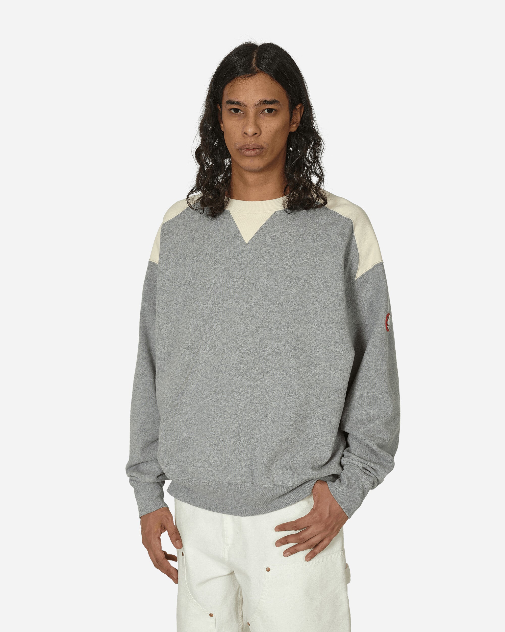 Cav Empt Panel Shoulder Crewneck Sweatshirt Grey - Slam Jam