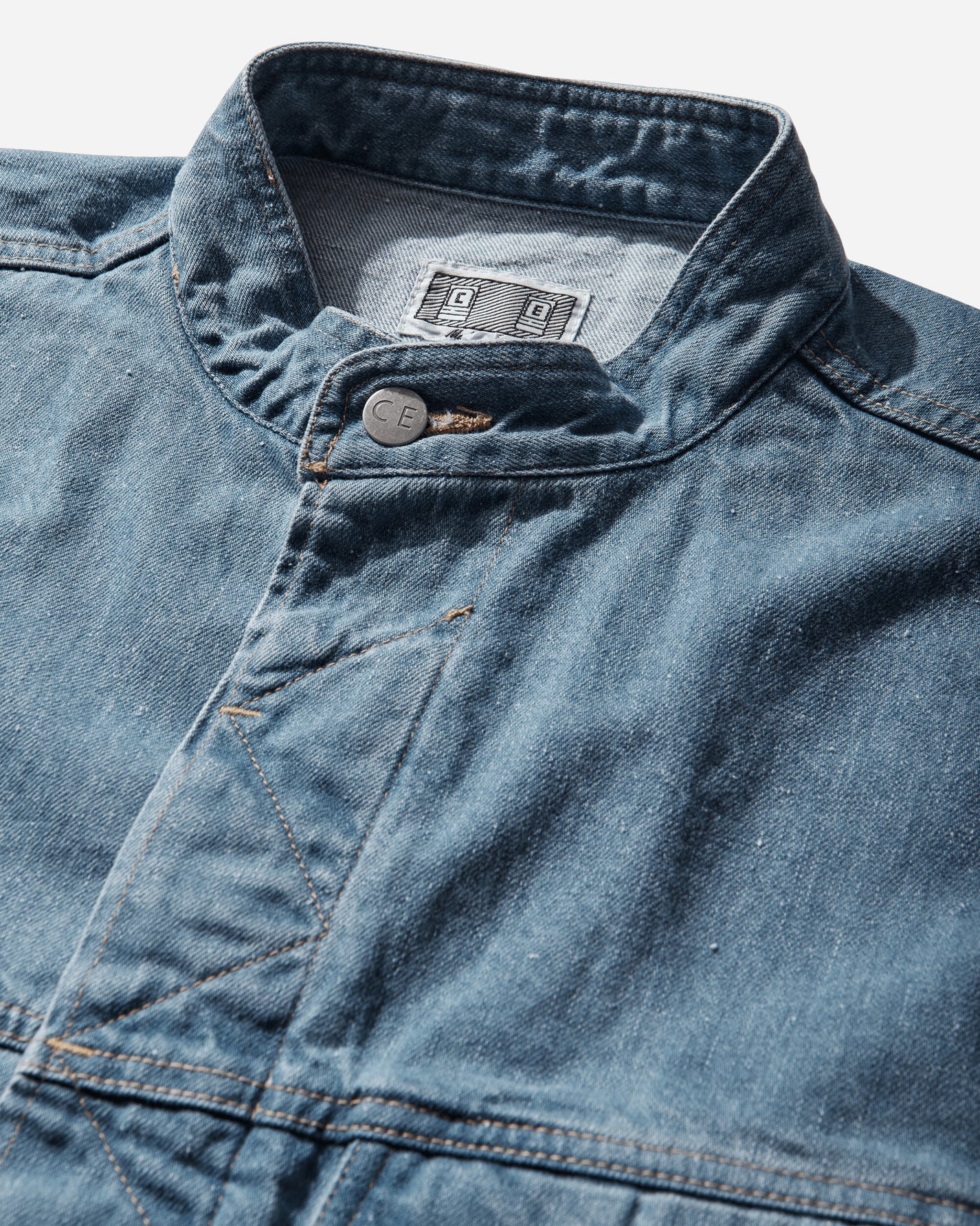 Cav Empt Washed Nep Denim Trucker Jacket Indigo Coats and Jackets Denim Jackets CES29JK18 INDIGO