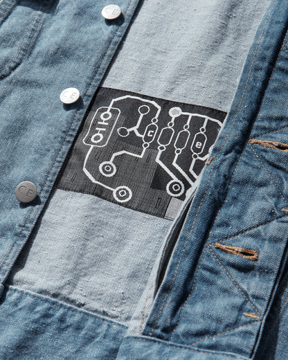 Cav Empt Washed Nep Denim Trucker Jacket Indigo Coats and Jackets Denim Jackets CES29JK18 INDIGO