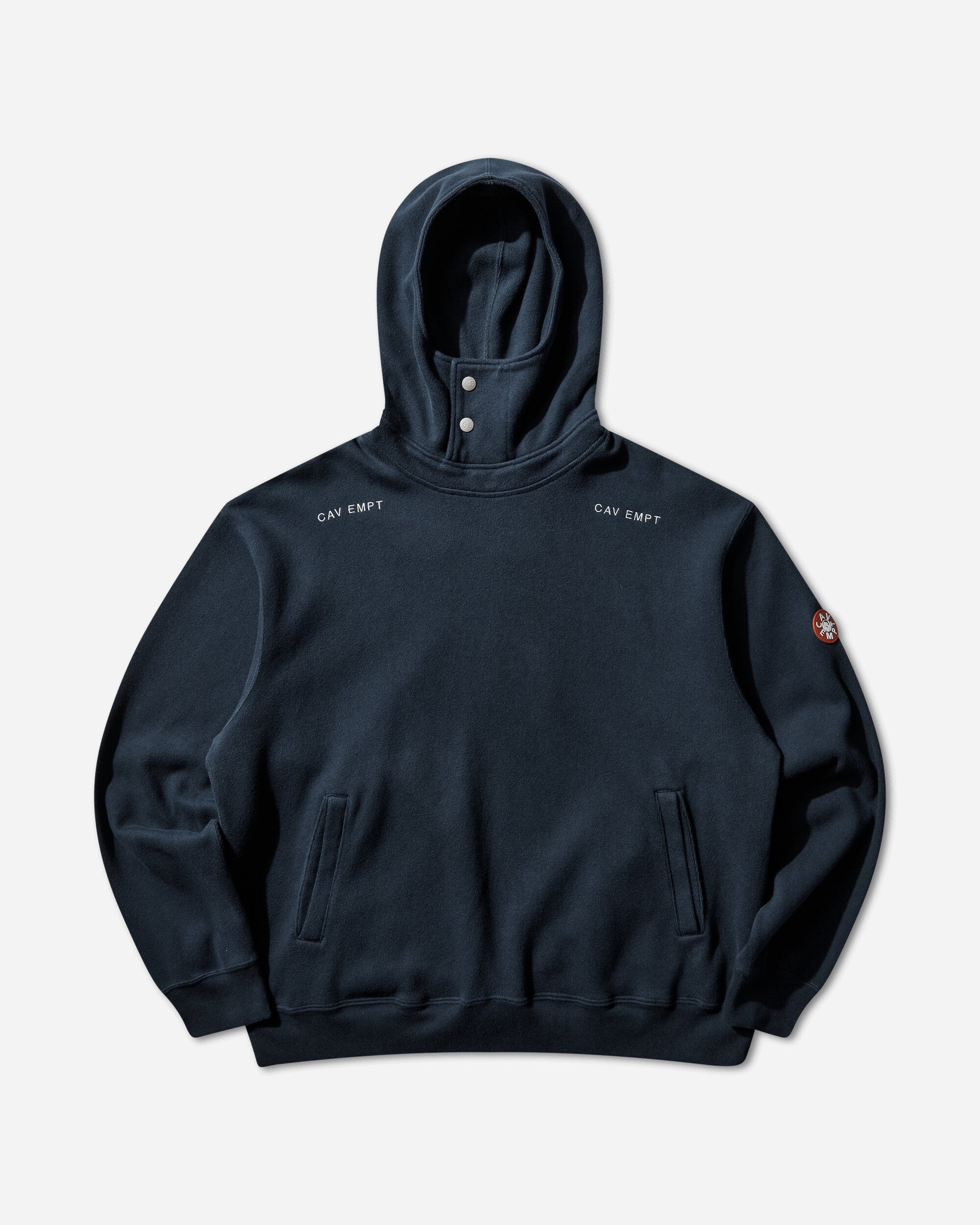 Cav Empt Neck Snap Dbl Knit Hoody Navy Sweatshirts Hoodies CES28CS17 NAVY