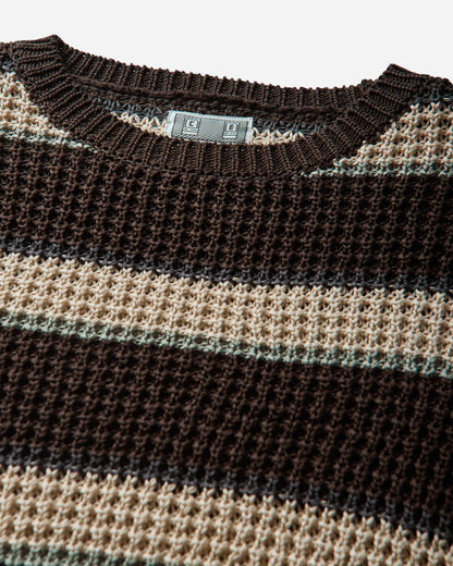 Cav Empt Stripe Loose Waffle Knit Brown Knitwears Sweaters CES30KN01 BROWN