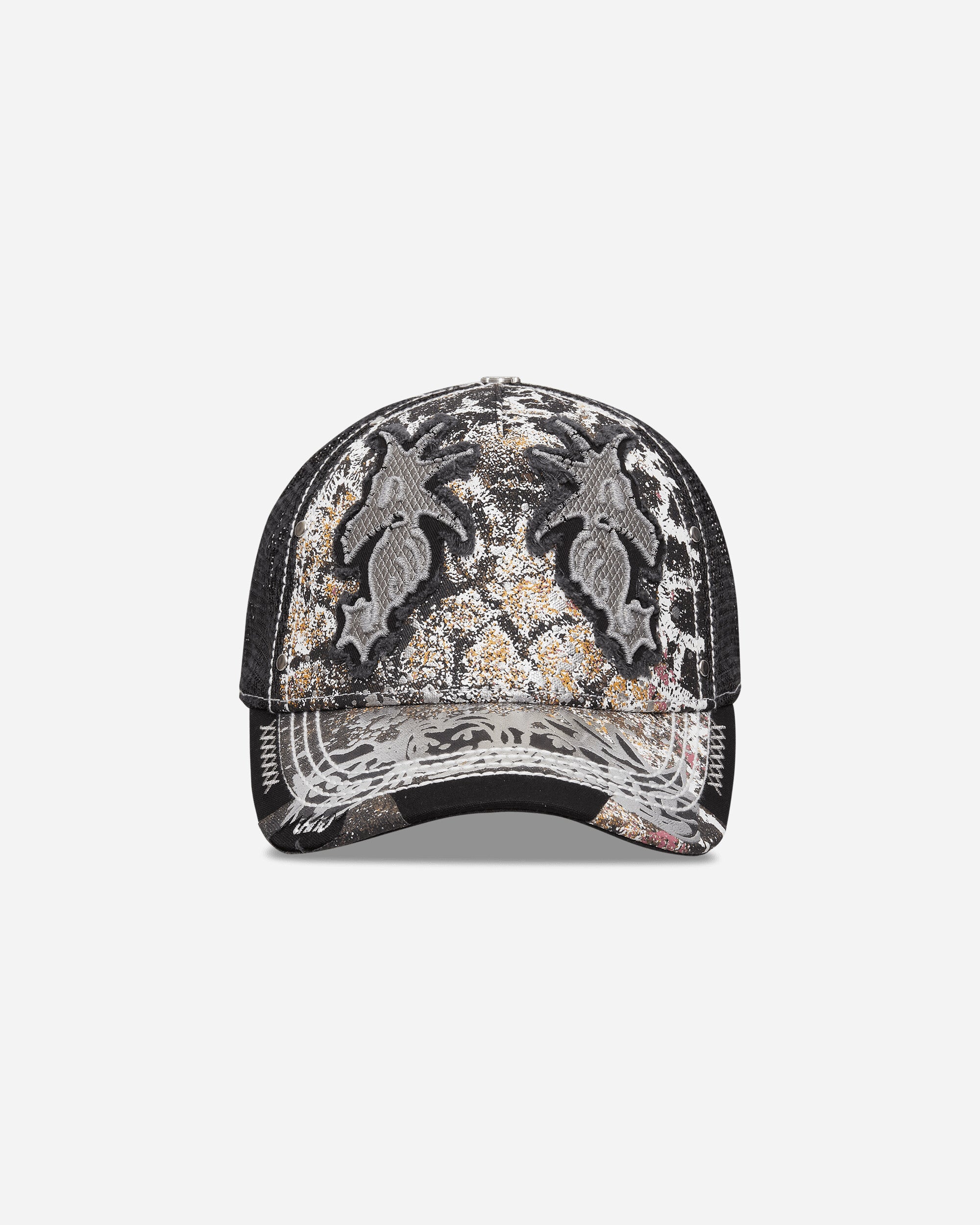 Chito Double Seahorse Patch Mesh Back Black Hats Caps C0226H001 BLACK