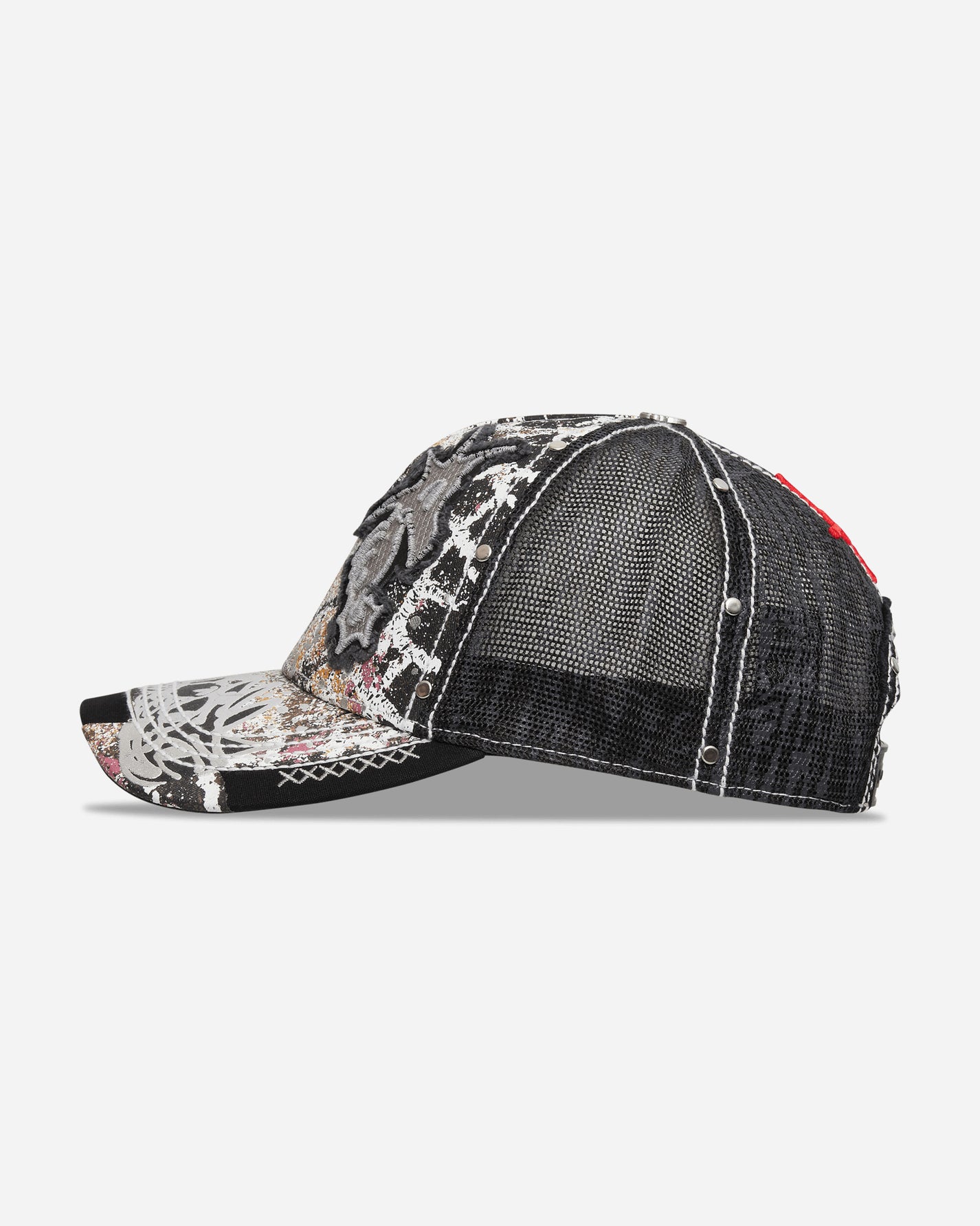Chito Double Seahorse Patch Mesh Back Black Hats Caps C0226H001 BLACK