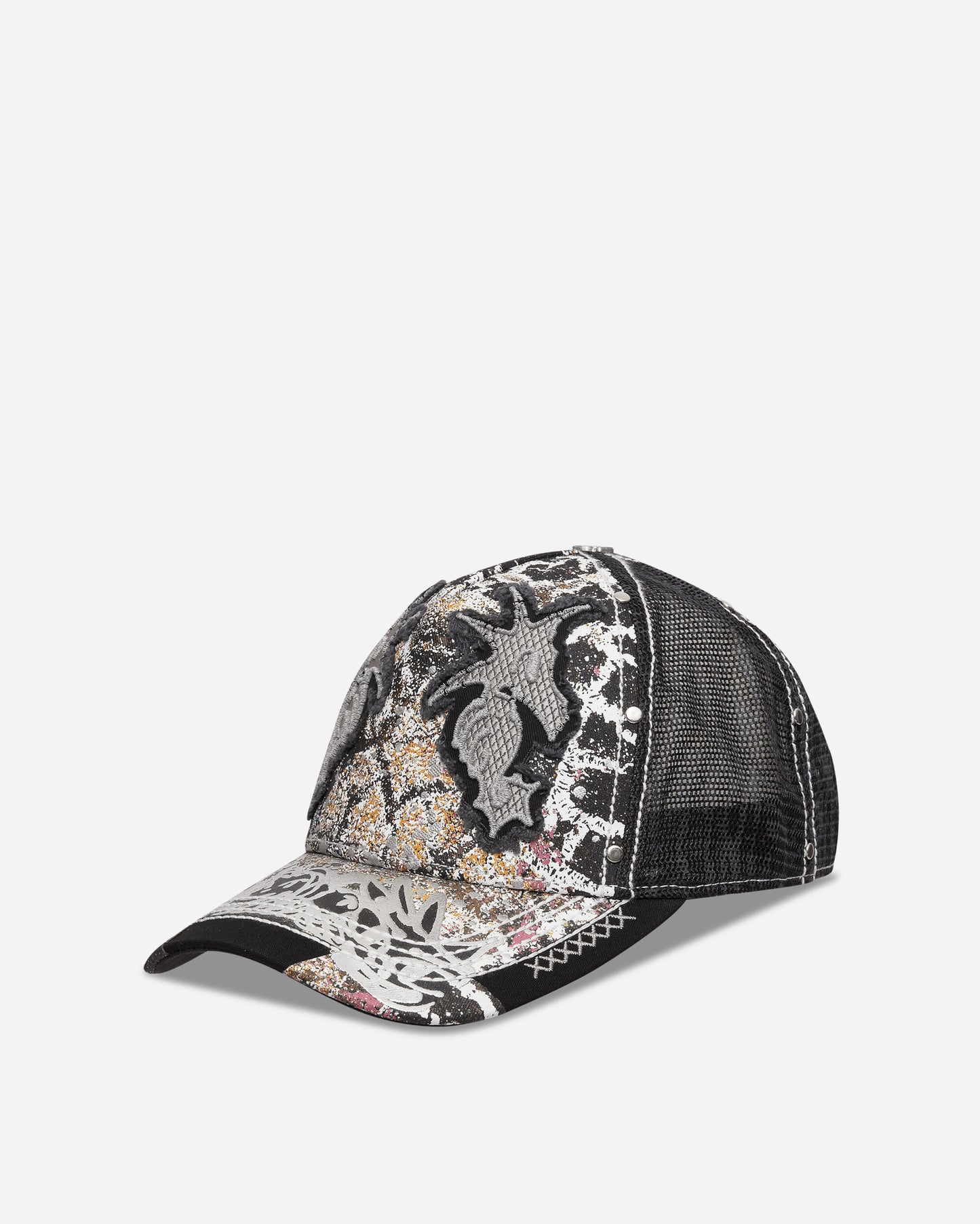 Chito Double Seahorse Patch Mesh Back Black Hats Caps C0226H001 BLACK
