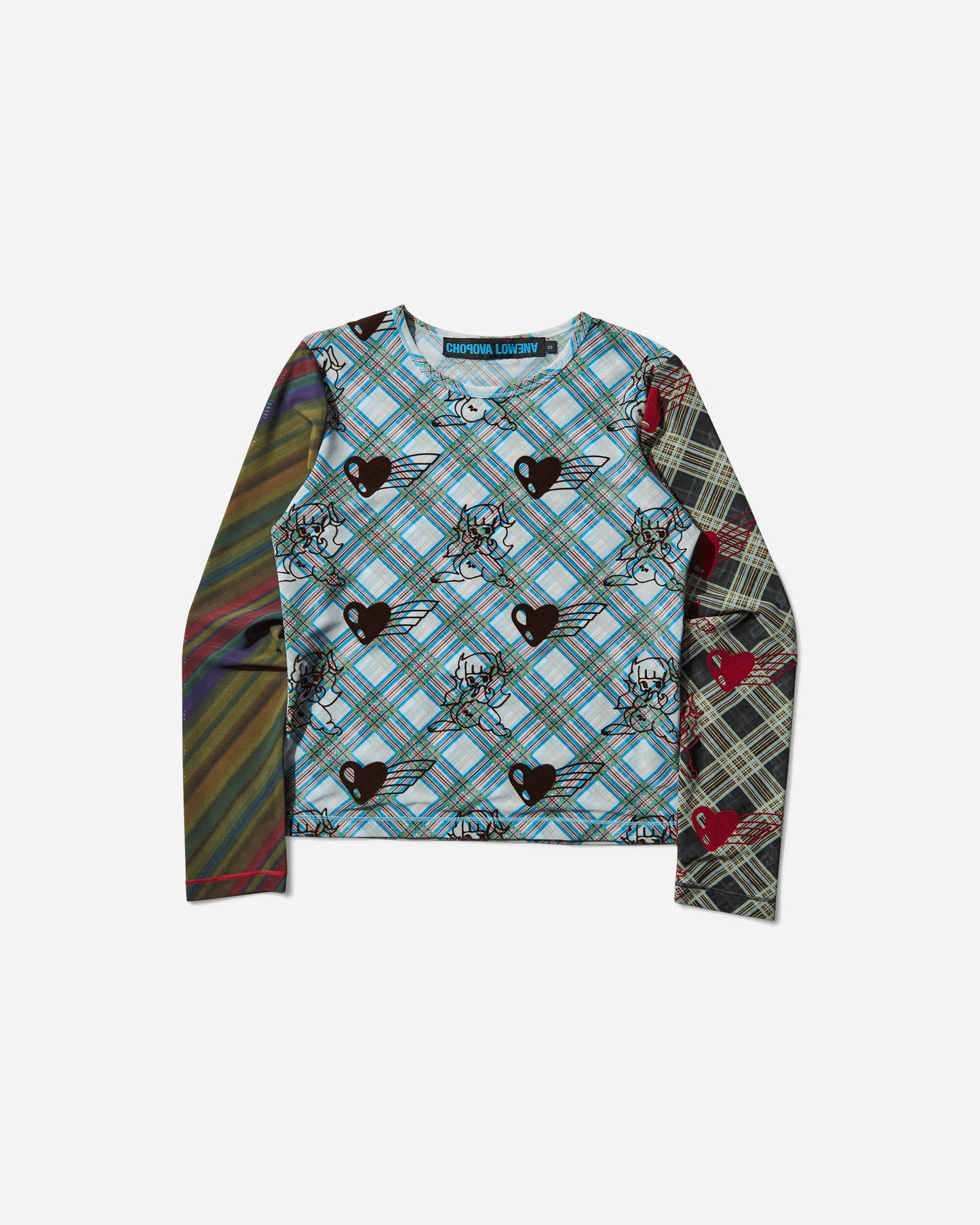 Chopova Lowena Wmns Bun Gal Flocked Mesh Ls Top Multi T-Shirts Longsleeve 2421 MLT