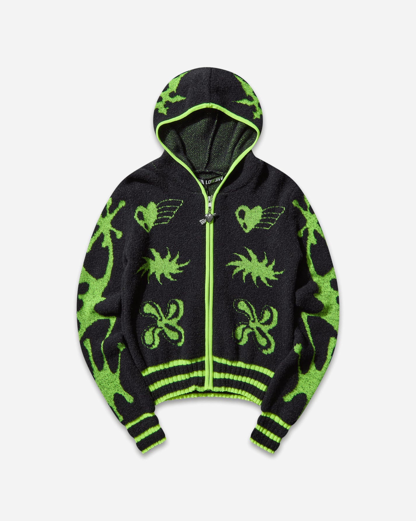 Chopova Lowena Wmns Neon Cartoon Cardigan Black/Yellow  Knitwears Sweaters 5257 BLCKYLLW