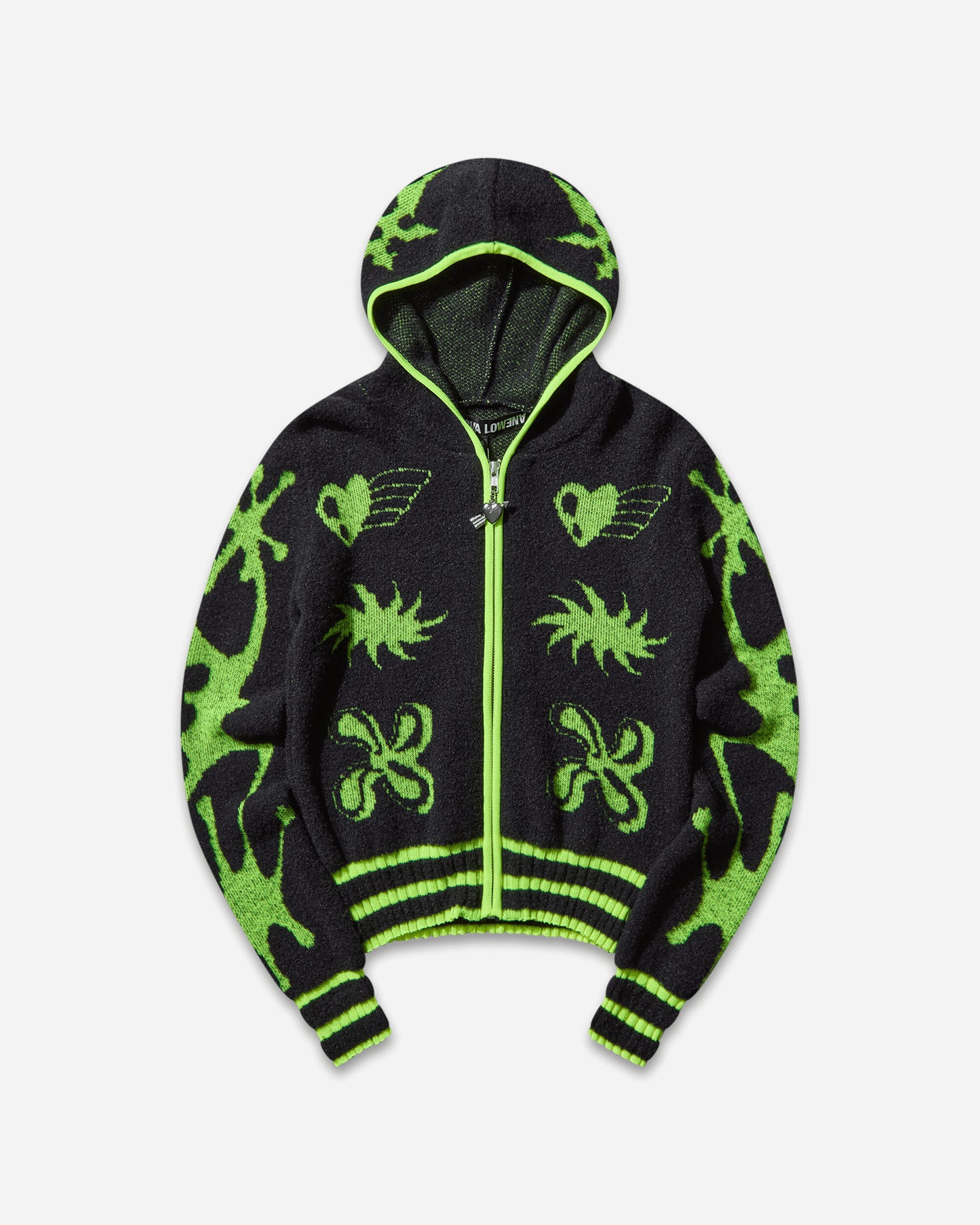 Chopova Lowena Wmns Neon Cartoon Cardigan Black/Yellow  Knitwears Sweaters 5257 BLCKYLLW