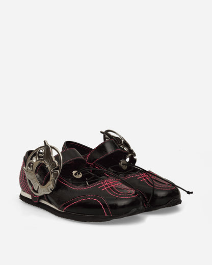 Chopova Lowena Wmns Butterfly Marta Mary Jane Black/Pink Classic Shoes Loafers 8504 BLCKPNK