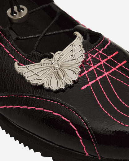 Chopova Lowena Wmns Butterfly Marta Mary Jane Black/Pink Classic Shoes Loafers 8504 BLCKPNK