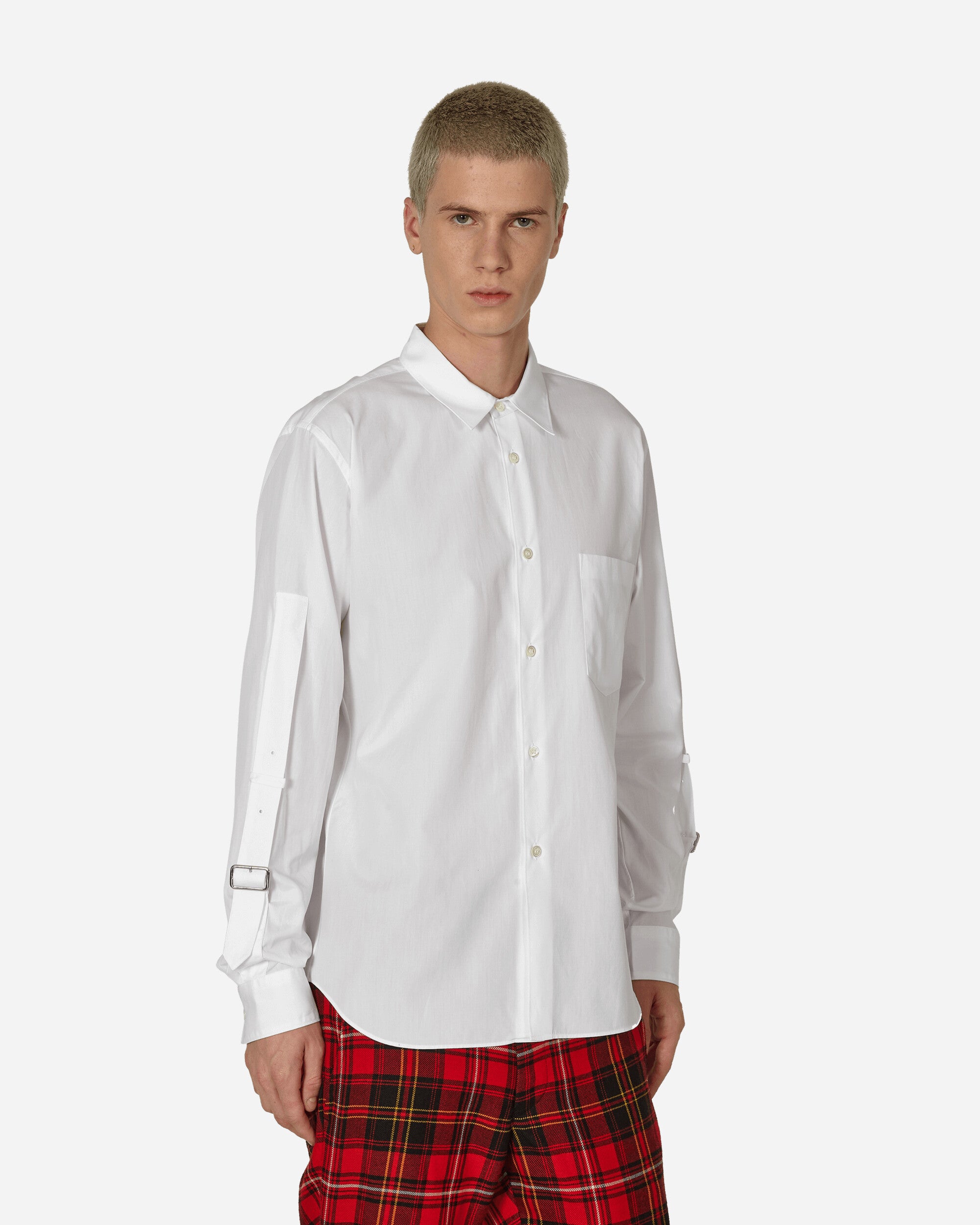 Comme Des Garçons Black Buckle Detail Longsleeve Shirt White