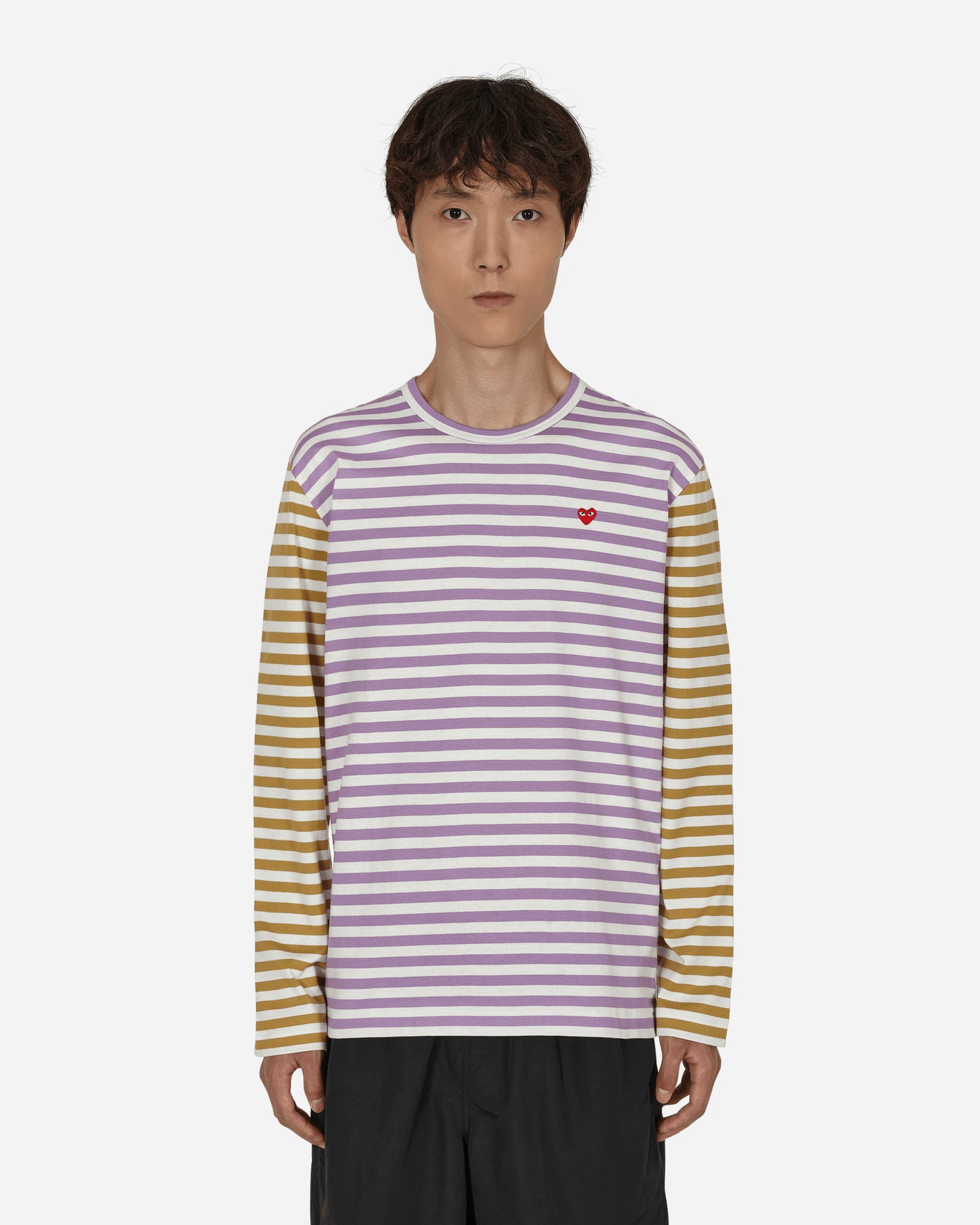 Comme Des Garçons Play Mens T-Shirt Knit Purple Olive T-Shirts Longsleeve P1T318 4