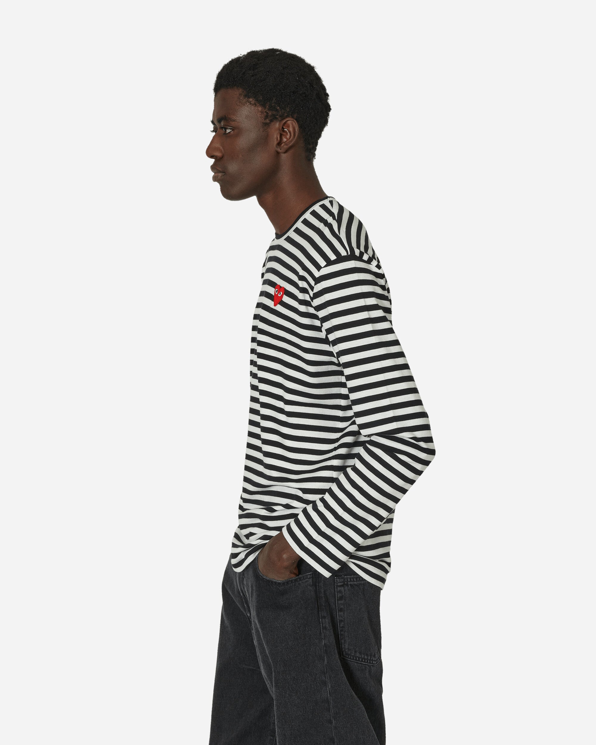 Comme Des Garçons Play Stripe T-Shirt Long Sleeve Knit BLACK T-Shirts Longsleeve P1T164 1