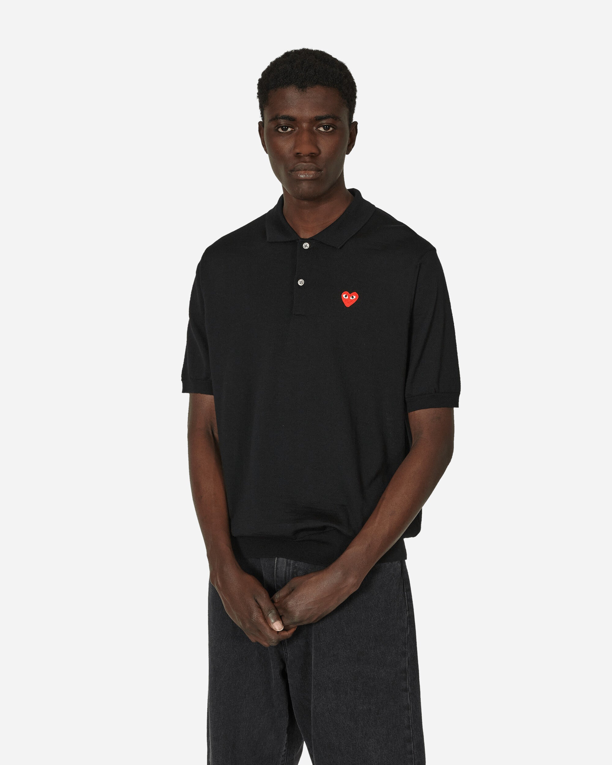 Comme Des Garçons Play Polo-Neck Short Sleeve Knit BLACK T-Shirts Polo P1N094 1