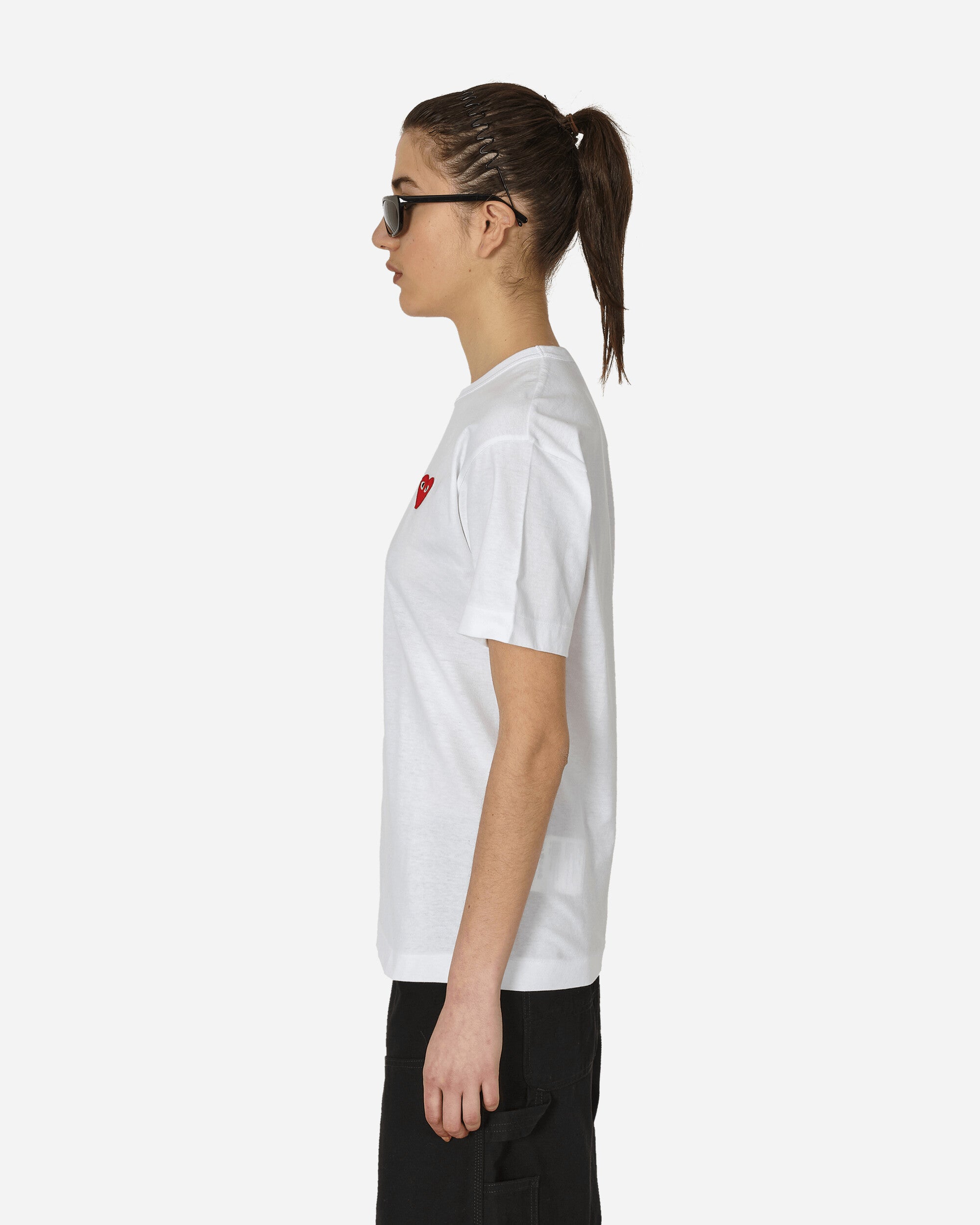 Comme Des Garçons Play T-Shirt Short Sleeve Knit White T-Shirts Shortsleeve P1T108  2