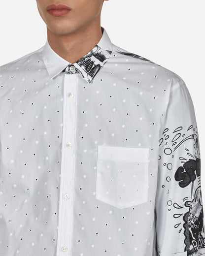 Comme Des Garçons Shirt Shirt Woven White Print Shirts Longsleeve FI-B053 1