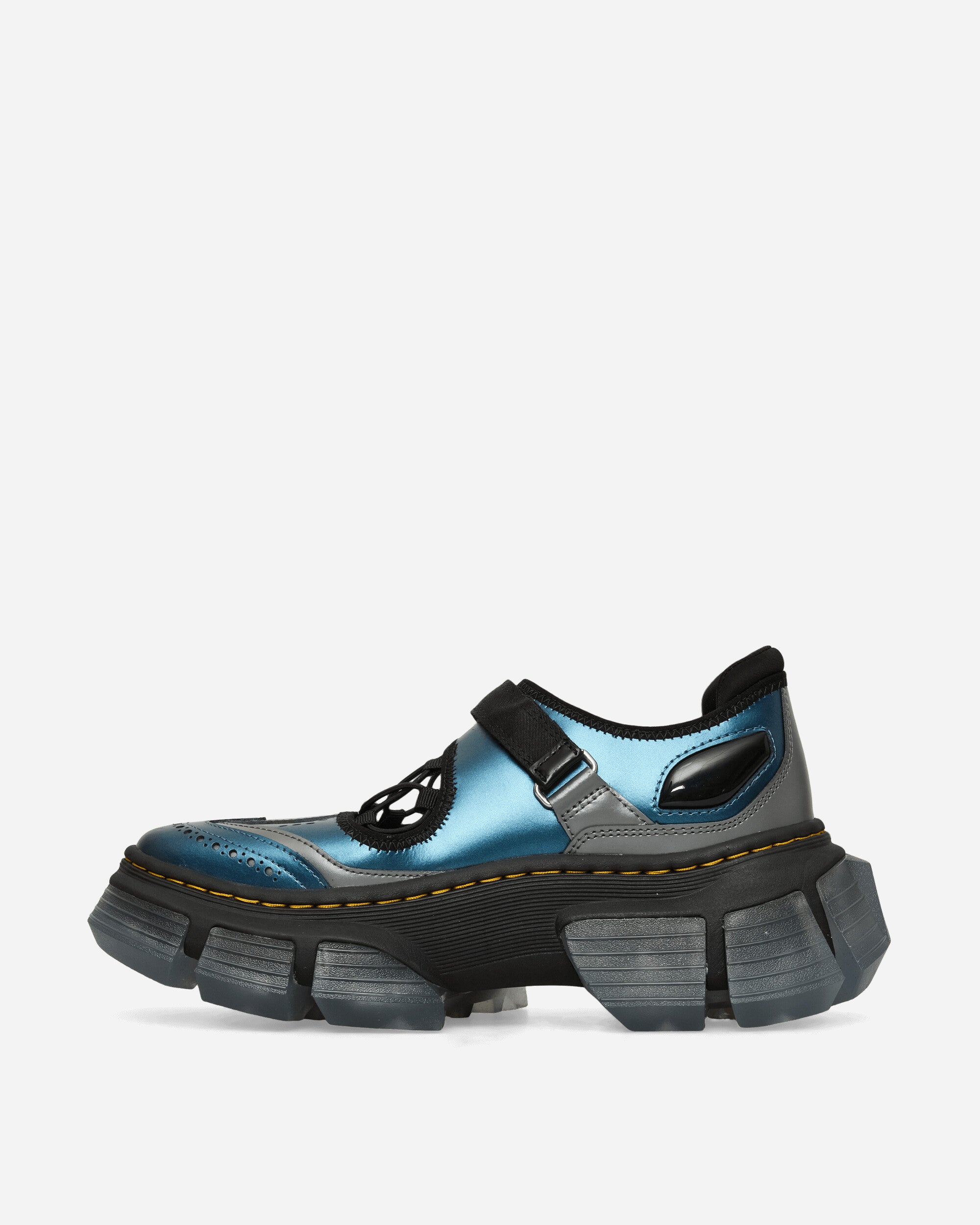 Dr. Martens Wmns Mary Jane Lattice Blue Shimmer/Gunmetal Satin  Classic Shoes Flat Shoes 41630400