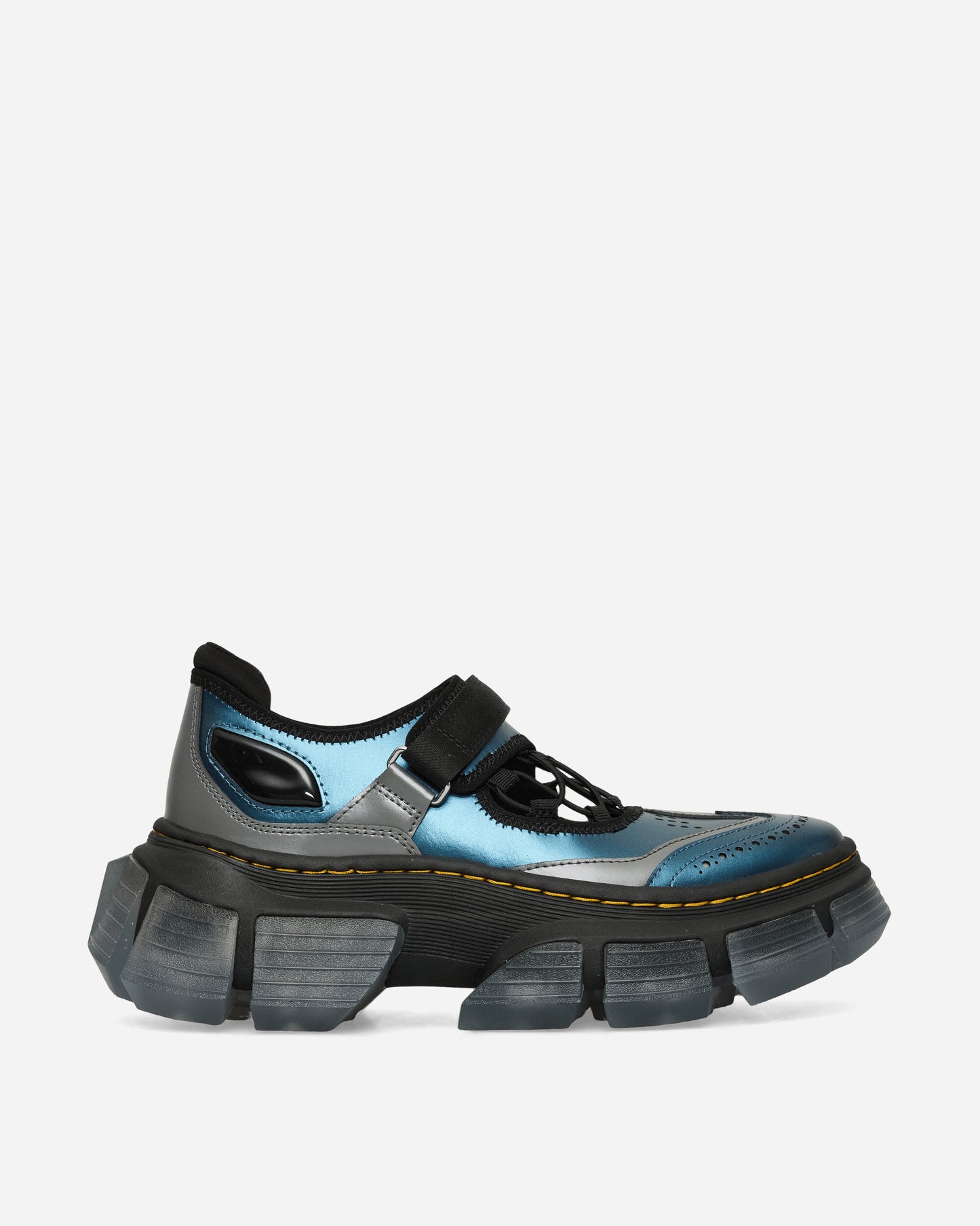 Dr. Martens Wmns Mary Jane Lattice Blue Shimmer/Gunmetal Satin  Classic Shoes Flat Shoes 41630400