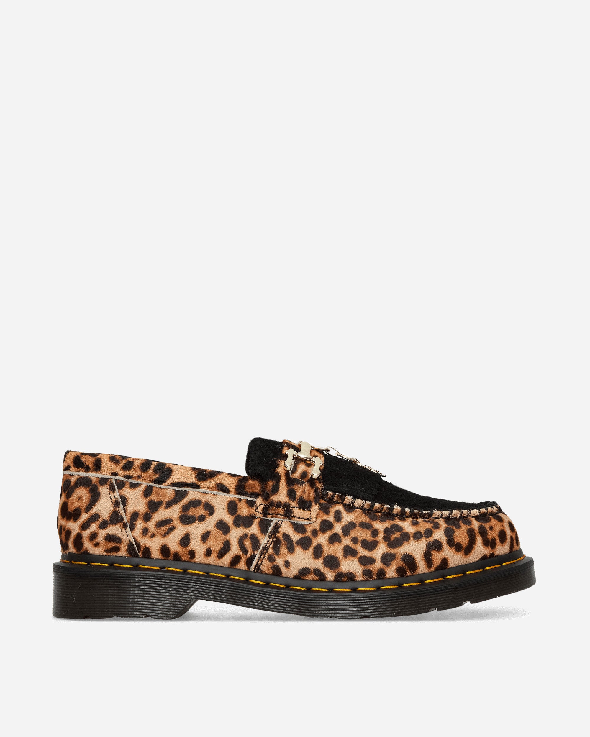 Adrian Bone Snaffle Hair-On Leopard Loafers Black