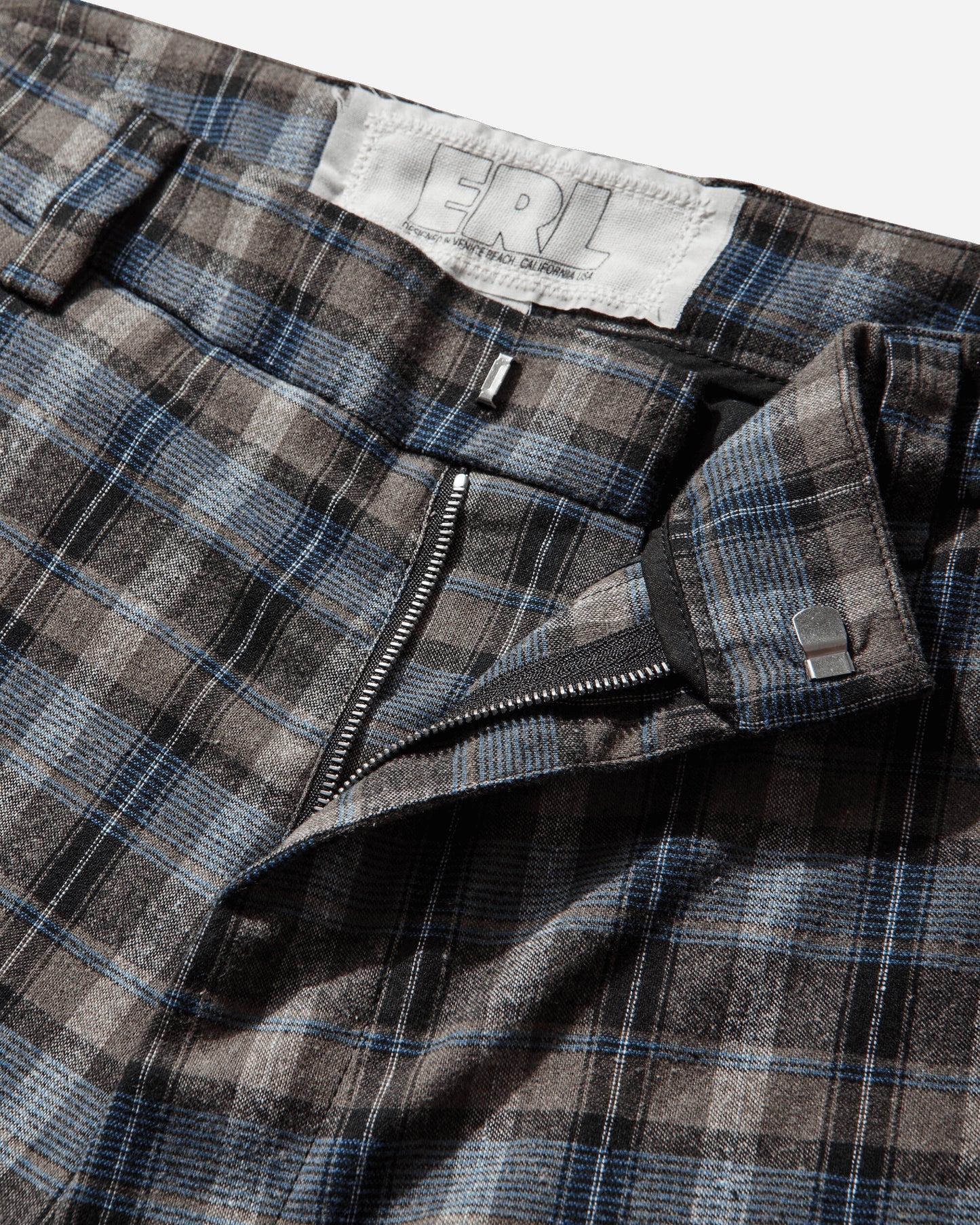 ERL Unisex Check Shorts Woven Grey Check Shorts Short ERL12P019 1