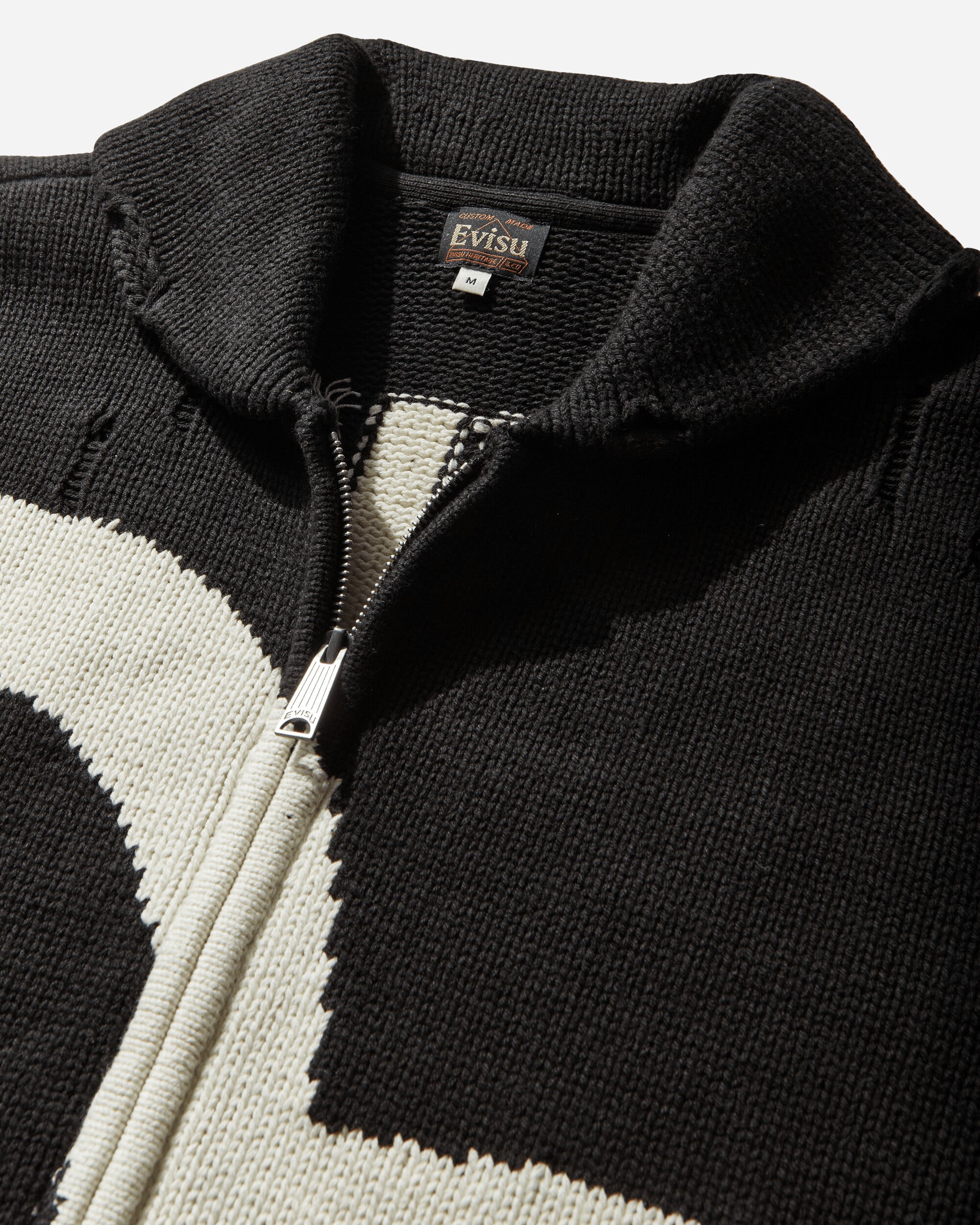 Evisu Ej Cotton Blend Cowichan Cardigan Jacket Black Knitwears Cardigans 2ESEJM6CN6014 BLKX