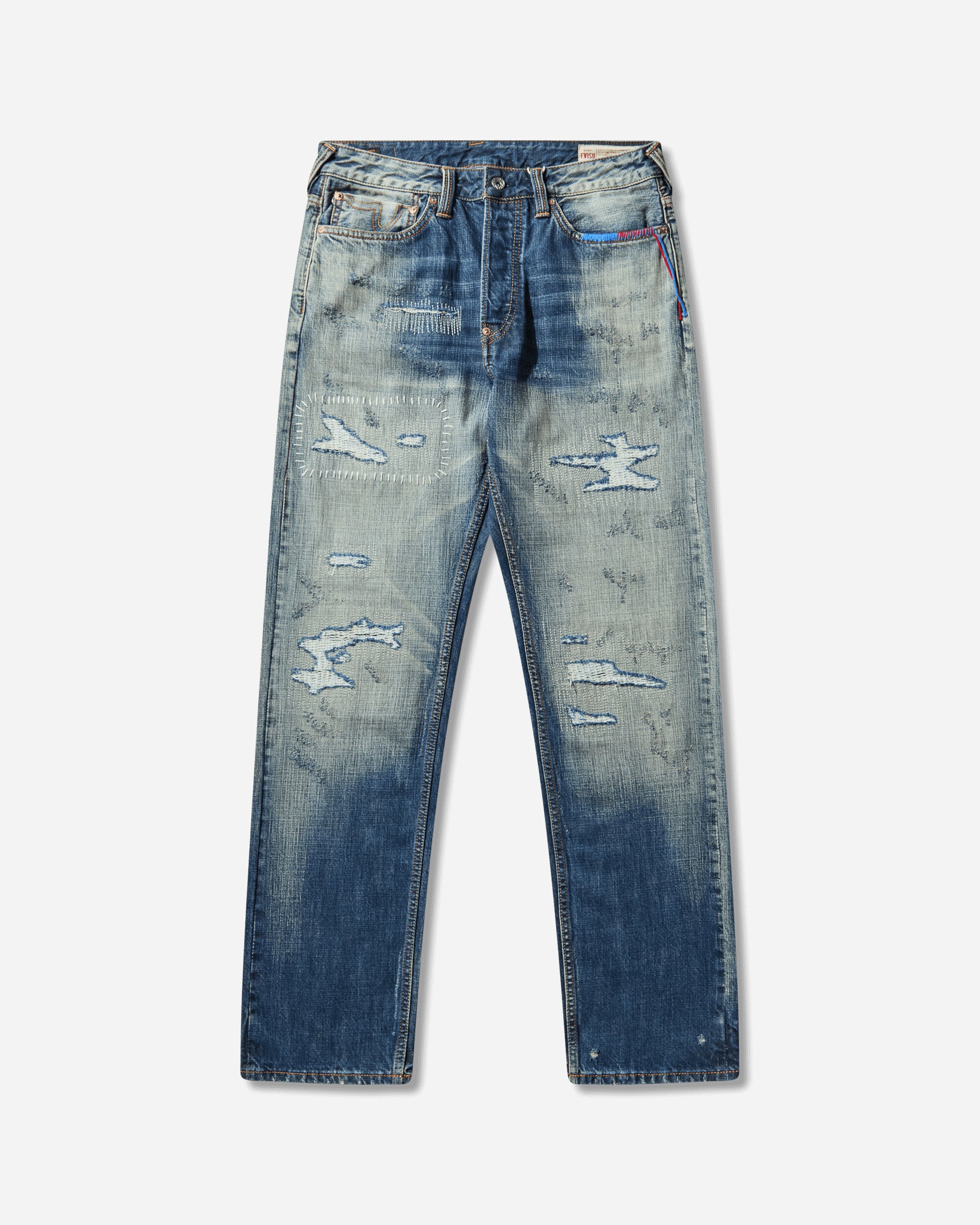 Evisu Ht, 7-Pocked Washed Jeans W/ Emb. Seagull Indigo Pants Denim 2EAHTM5JE1050 INDIGO
