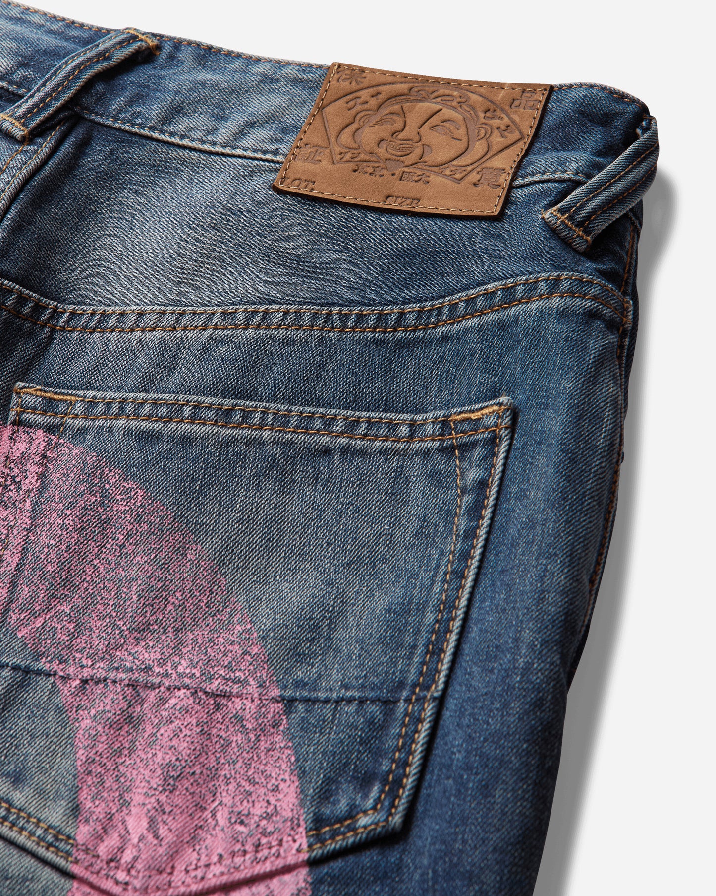 Evisu Ej Pink Daikoku Ripped Jeans Mid Tone Indigo Pants Denim 2EAEJM6JE6012 INDM