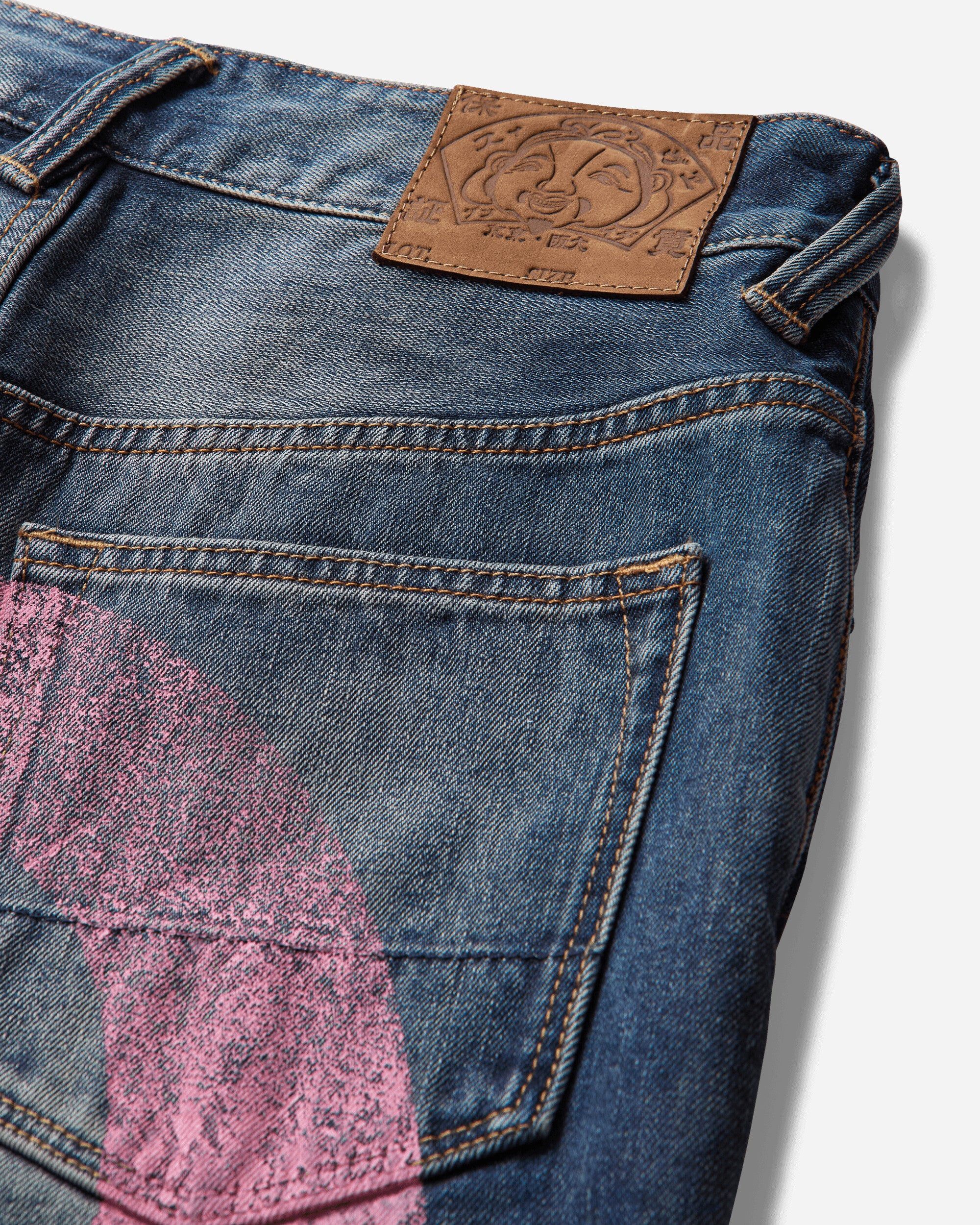 Evisu Ej Pink Daikoku Ripped Jeans Mid Tone Indigo Pants Denim 2EAEJM6JE6012 INDM