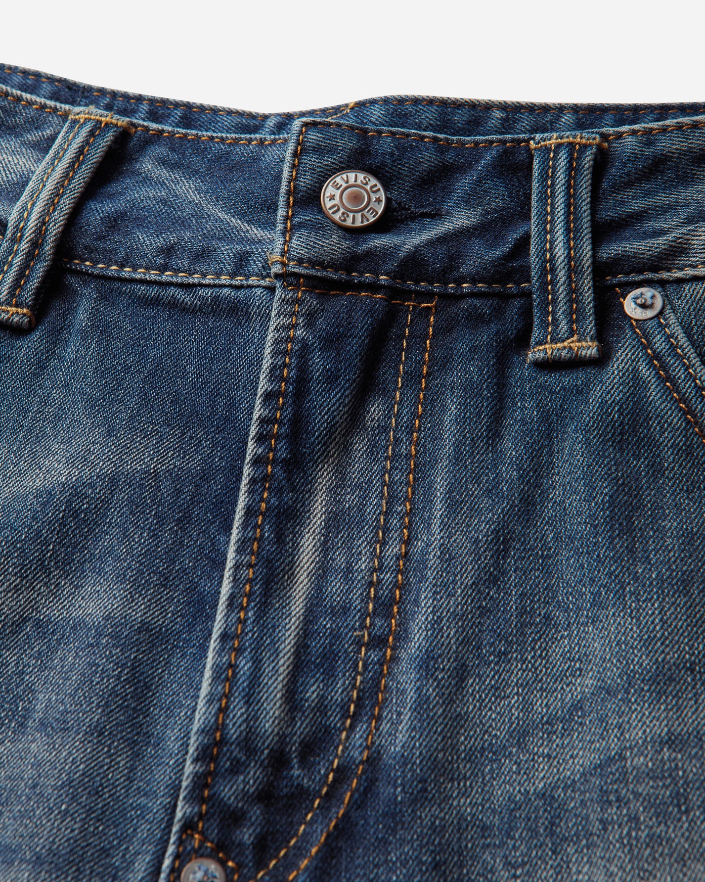 Evisu Ej Pink Daikoku Ripped Jeans Mid Tone Indigo Pants Denim 2EAEJM6JE6012 INDM