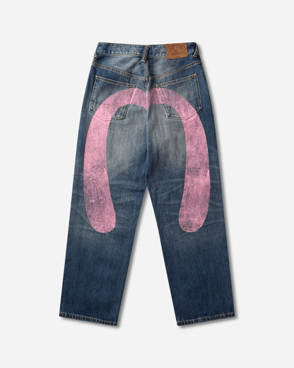 Evisu Ej Pink Daikoku Ripped Jeans Mid Tone Indigo Pants Denim 2EAEJM6JE6012 INDM