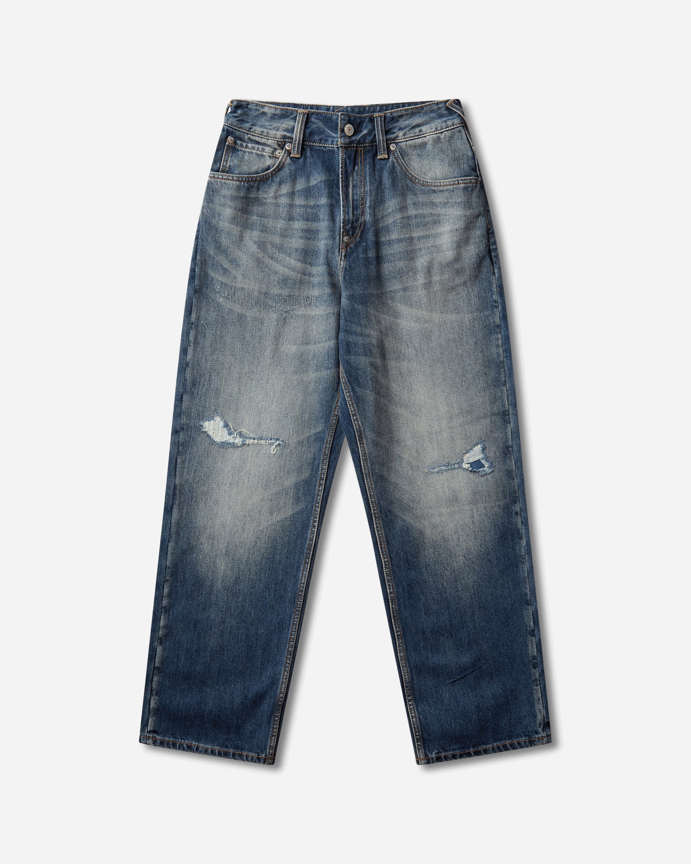 Evisu Ej Pink Daikoku Ripped Jeans Mid Tone Indigo Pants Denim 2EAEJM6JE6012 INDM